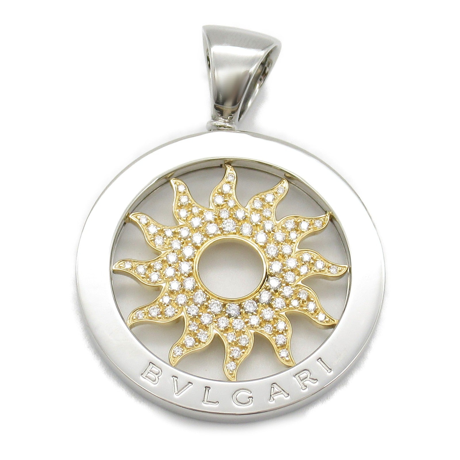 Bvlgari Diamond K18 Yellow Gold Stainless Steel Pendant