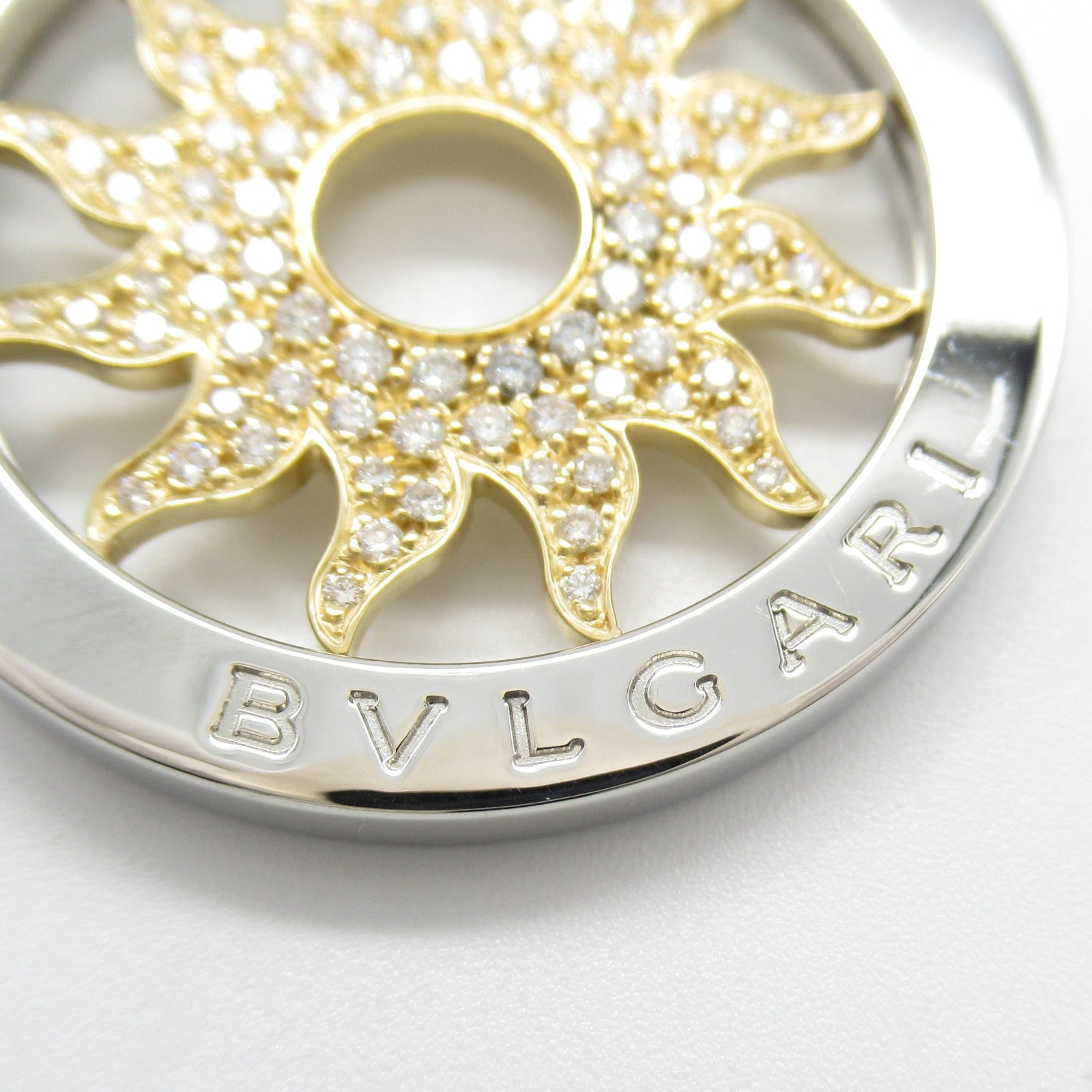 Bvlgari Diamond K18 Yellow Gold Stainless Steel Pendant