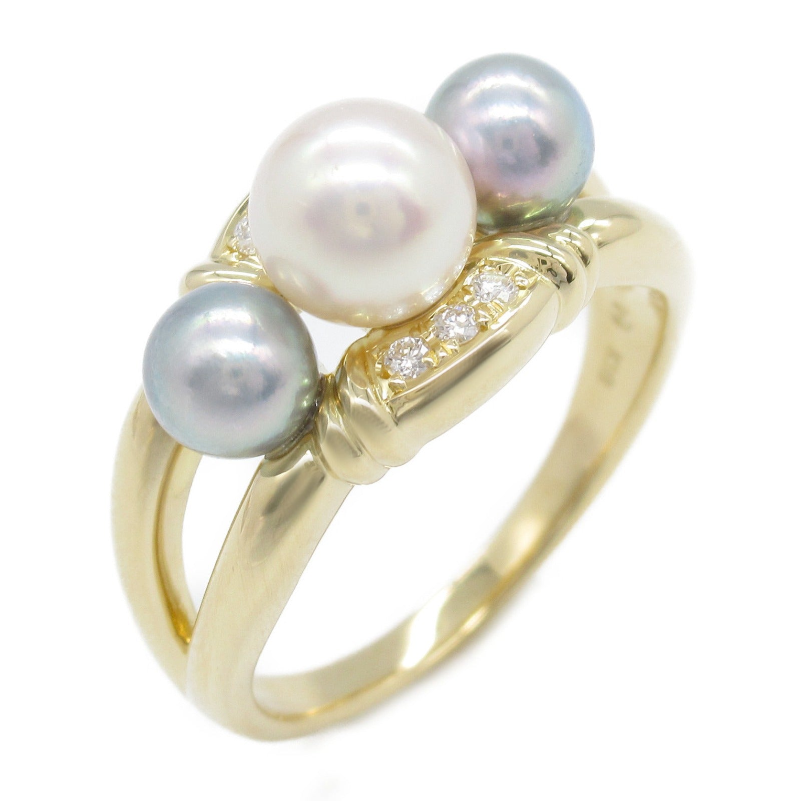 Tasaki K18 Gold Diamond Pearl Ring