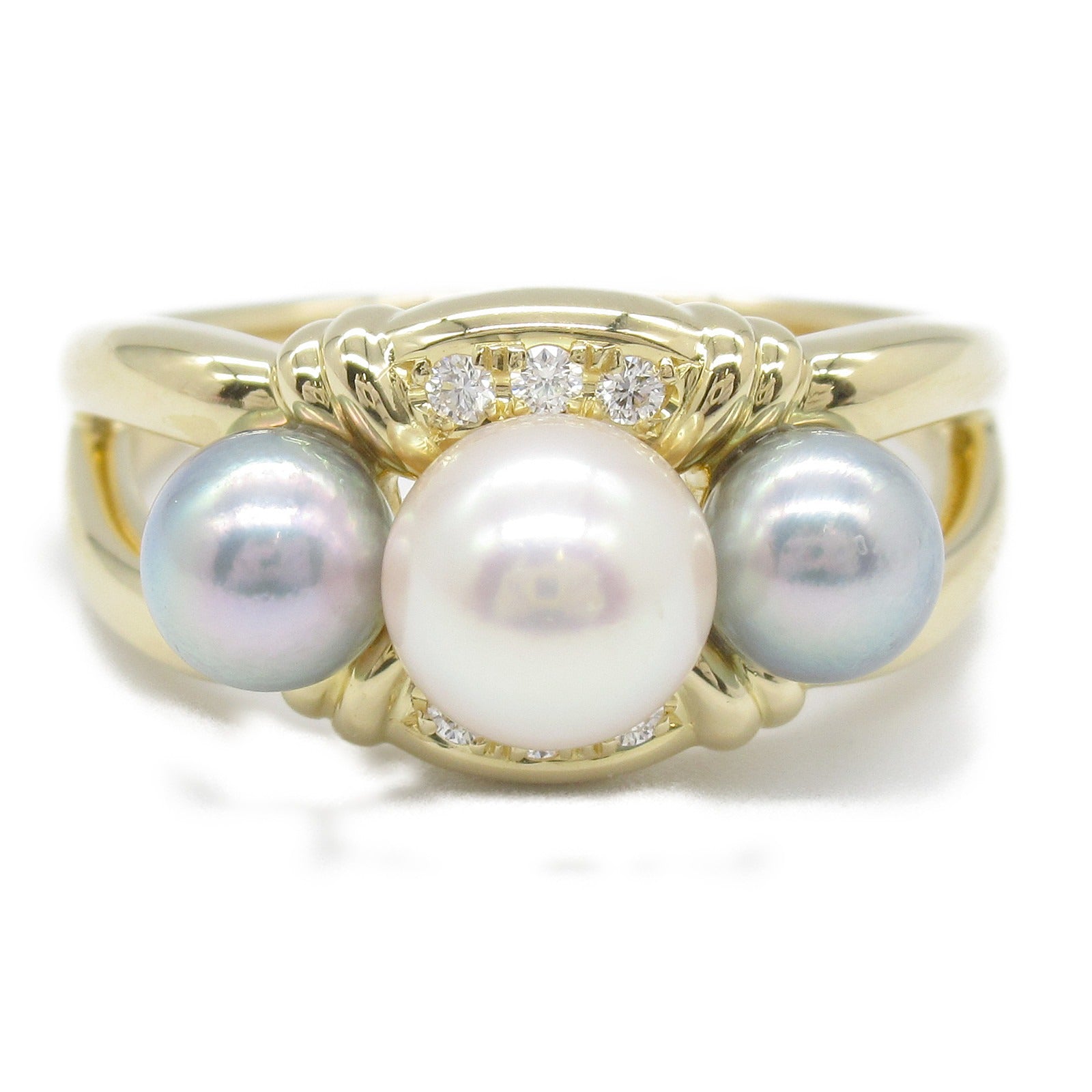 Tasaki K18 Gold Diamond Pearl Ring