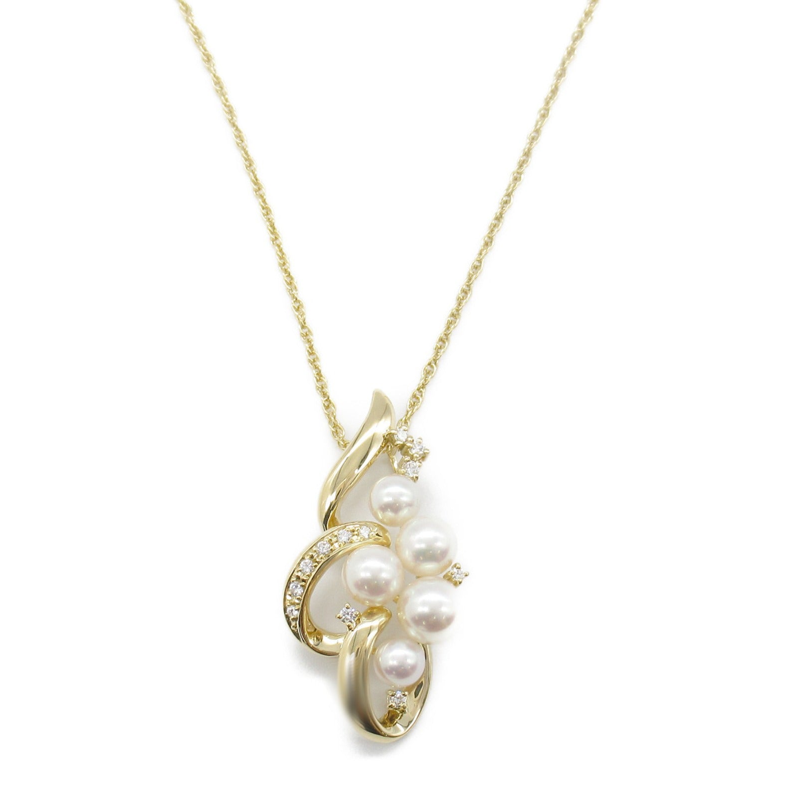 Tasaki Diamond Pearl Necklace K18 Yellow Gold