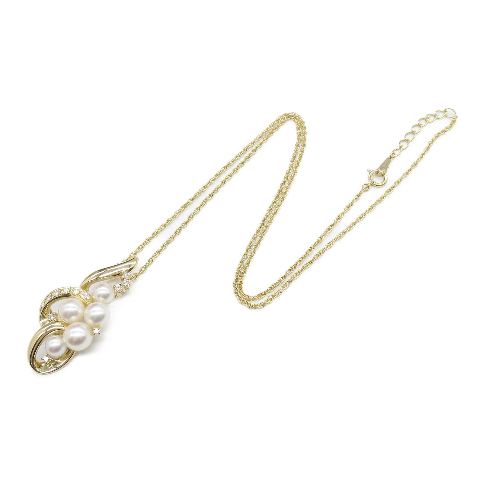 Tasaki Diamond Pearl Necklace K18 Yellow Gold