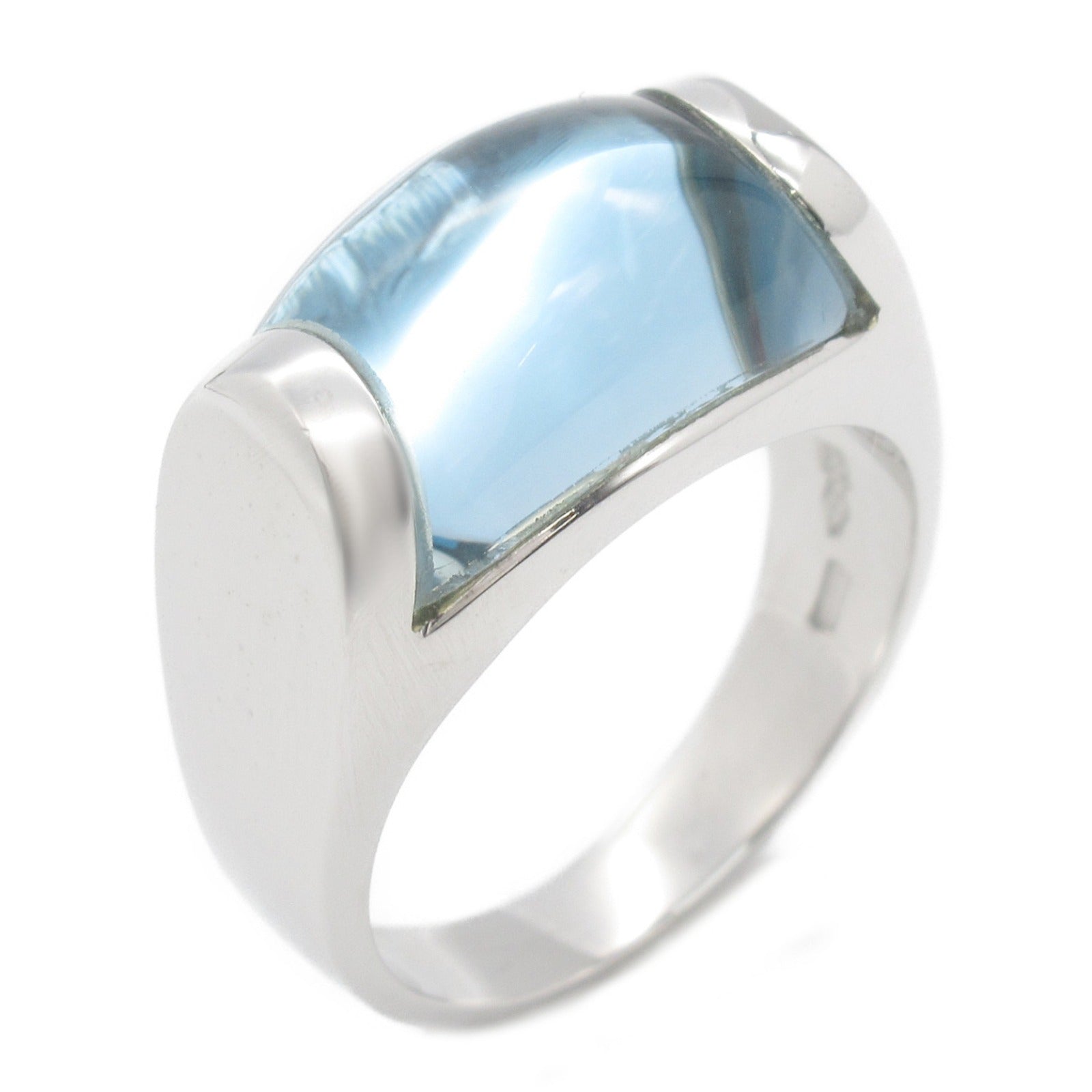 Bvlgari K18WG Blue Topaz Tronchetto Ring