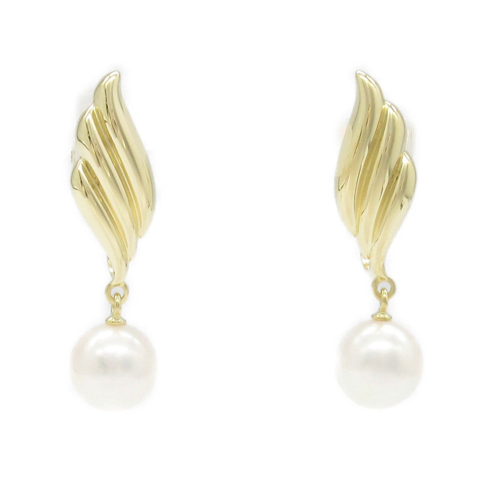 Mikimoto Pearl K18 Yellow Gold Earrings