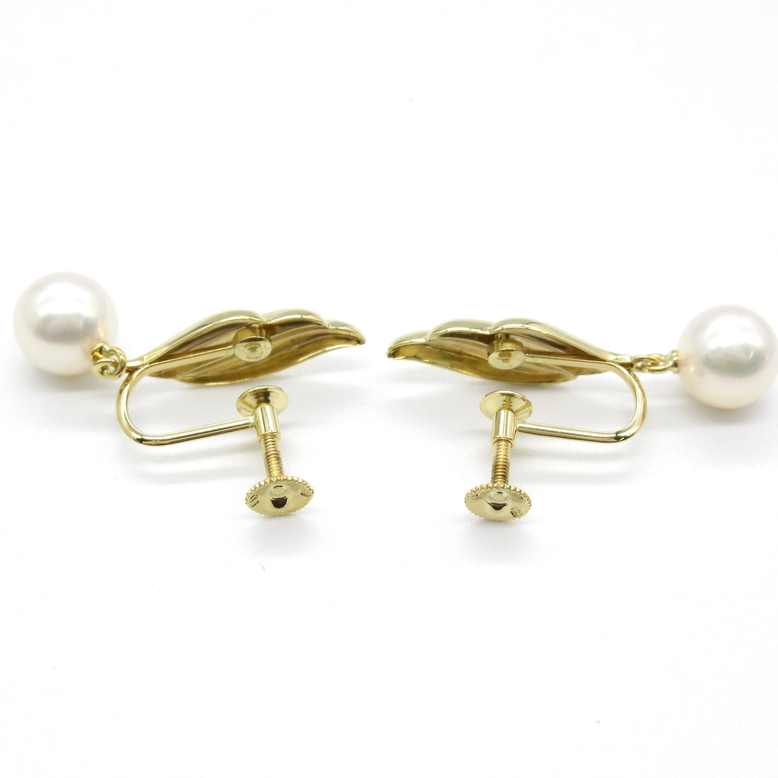 Mikimoto Pearl K18 Yellow Gold Earrings