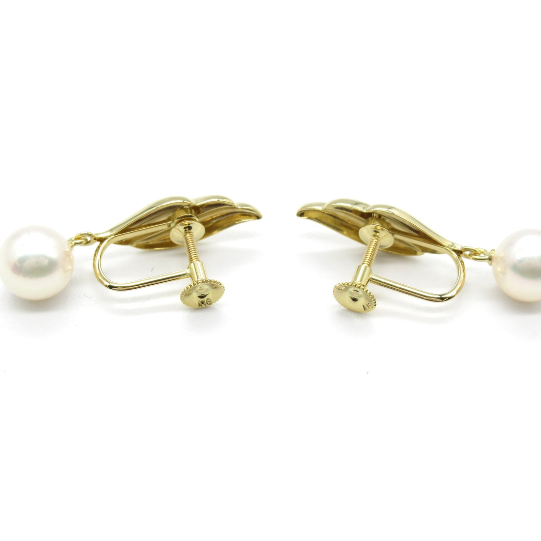 Mikimoto Pearl K18 Yellow Gold Earrings