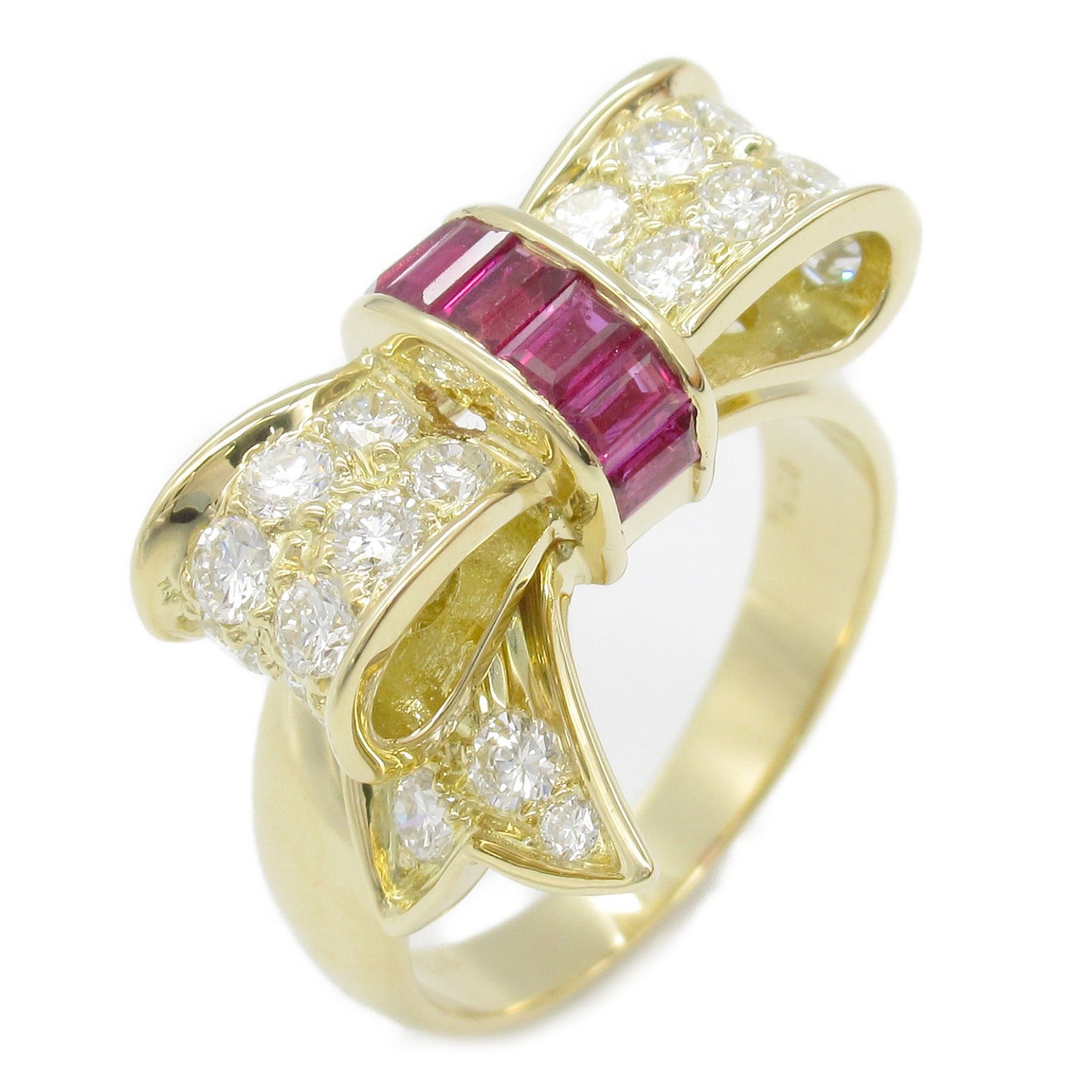 Tiffany & Co Antique Ribbon Ring K18 Yellow Gold Ruby