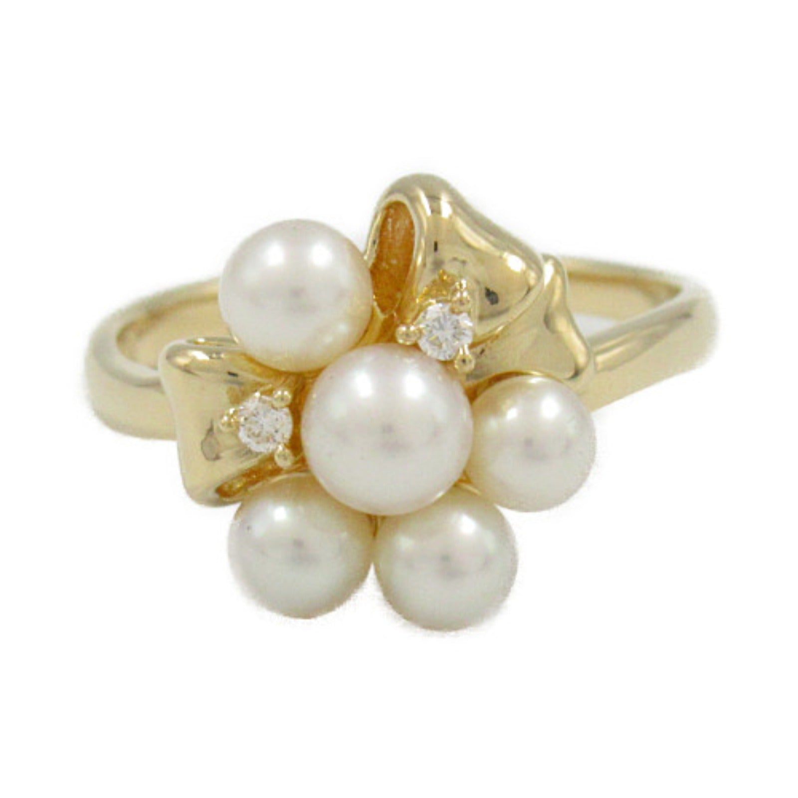 Tasaki Pearl Diamond Ring K18 Yellow Gold