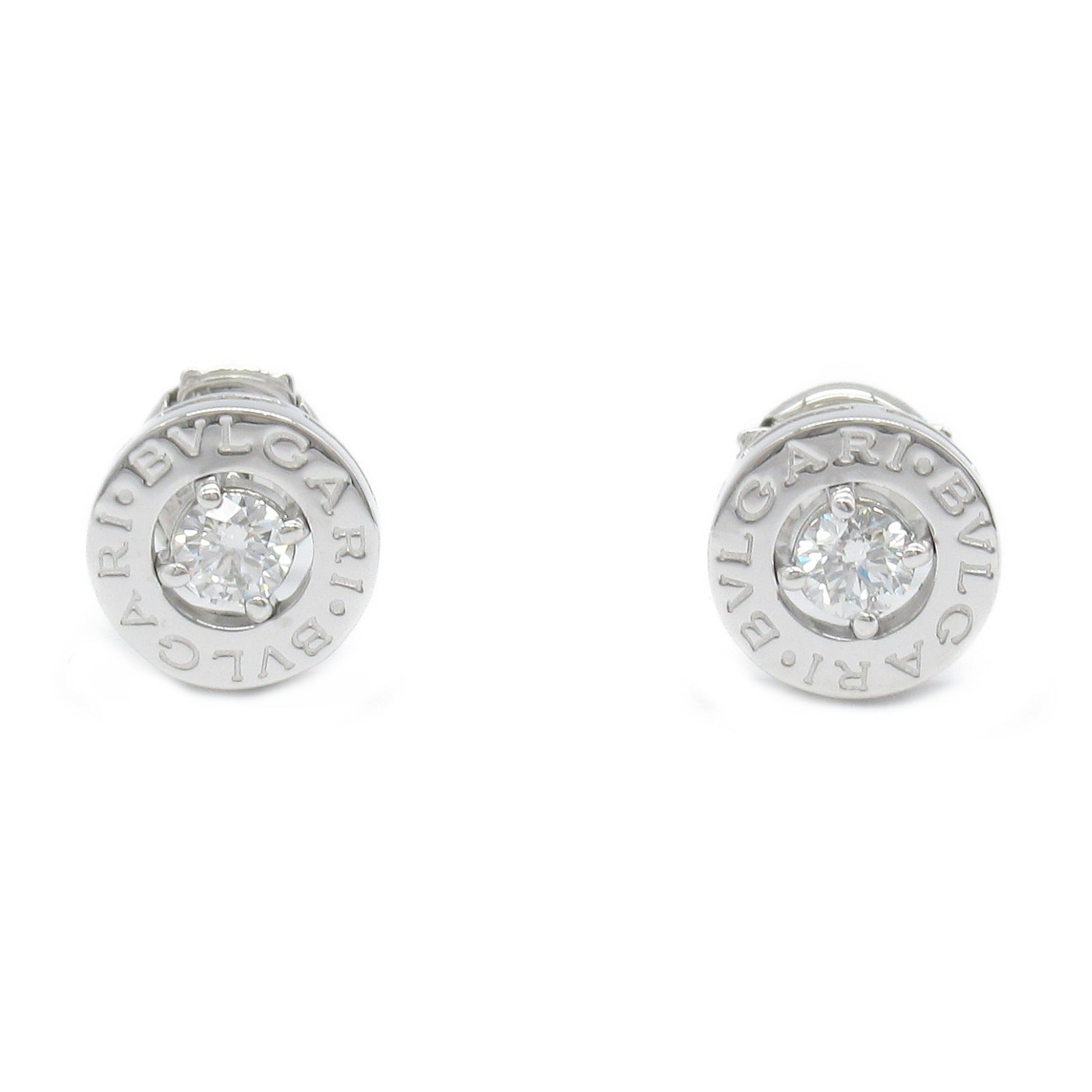 Bvlgari K18WG White Gold Diamond Earrings