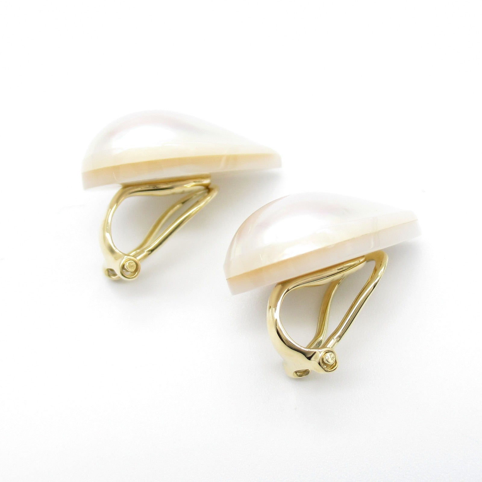 Tasaki Mabe Pearl K18 Yellow Gold Earrings