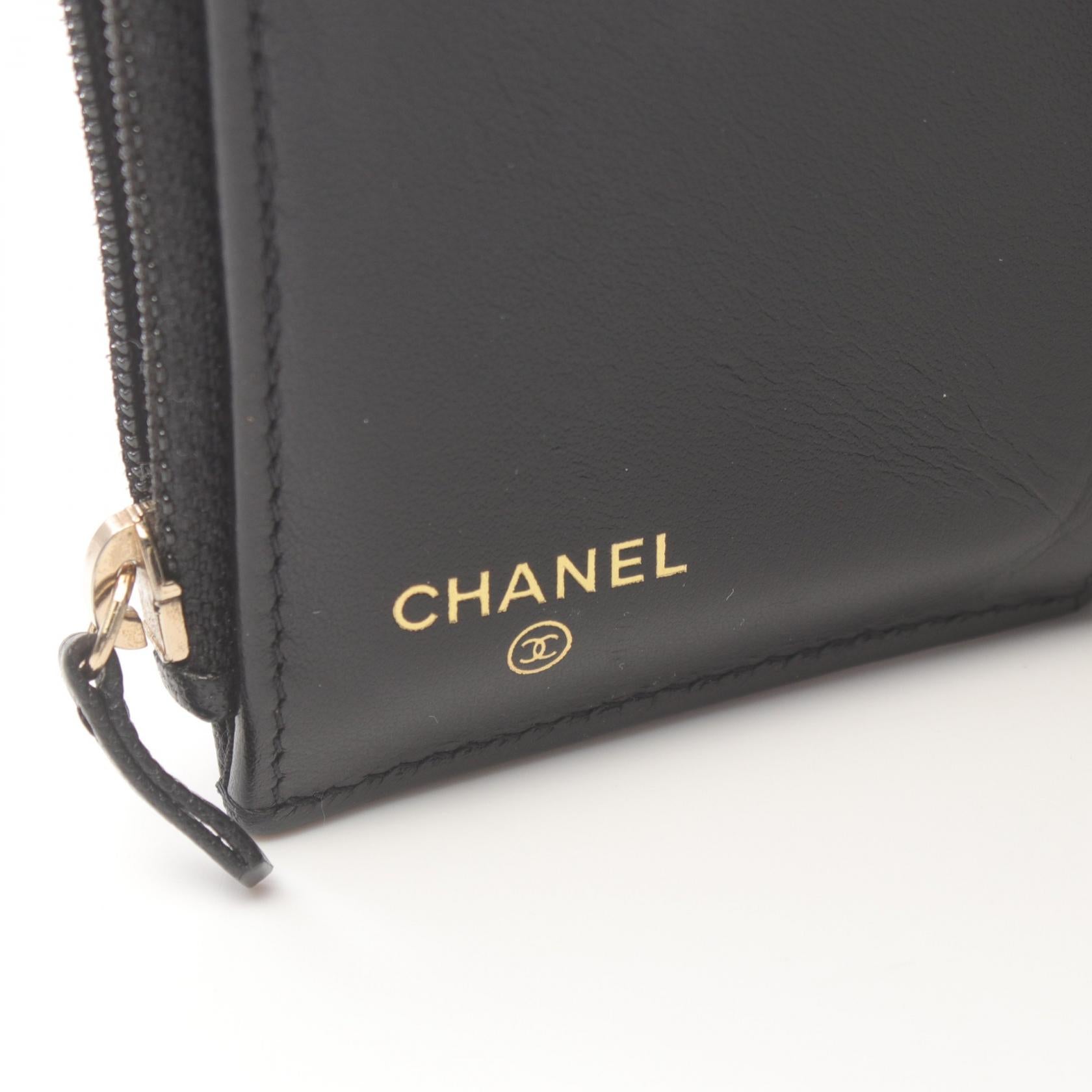 Chanel Leather Tri-fold Wallet Black