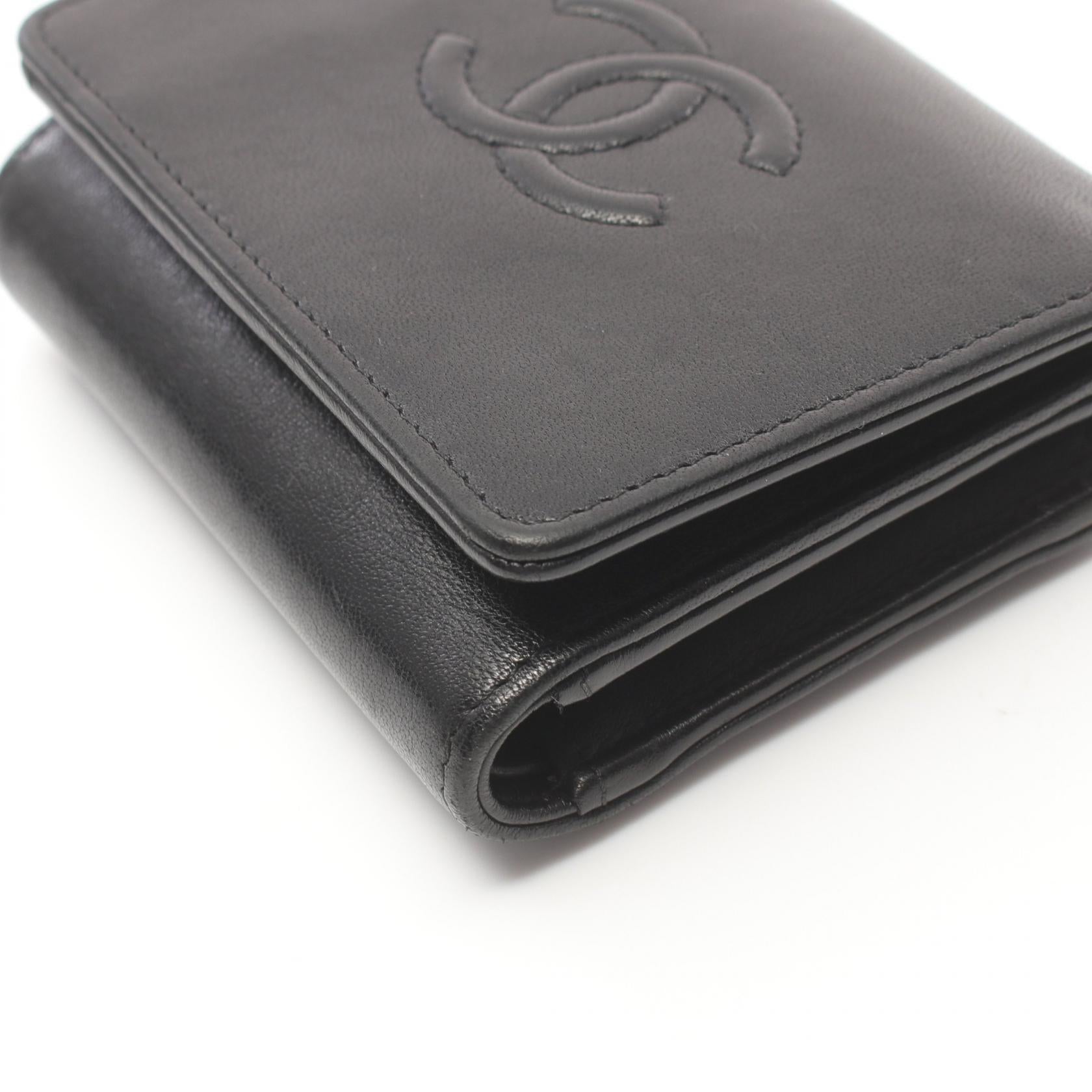 Chanel Leather Tri-fold Wallet Black