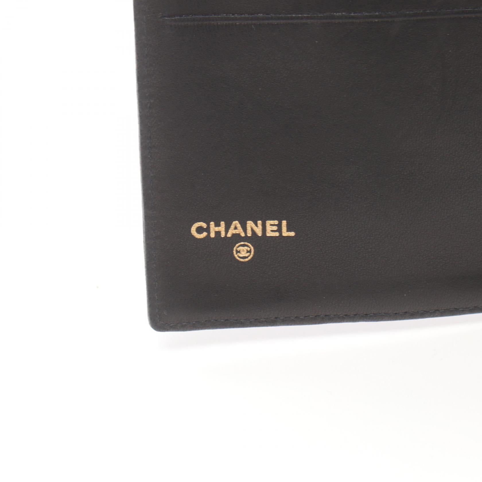 Chanel Lambskin Coco Mark Long Wallet Black