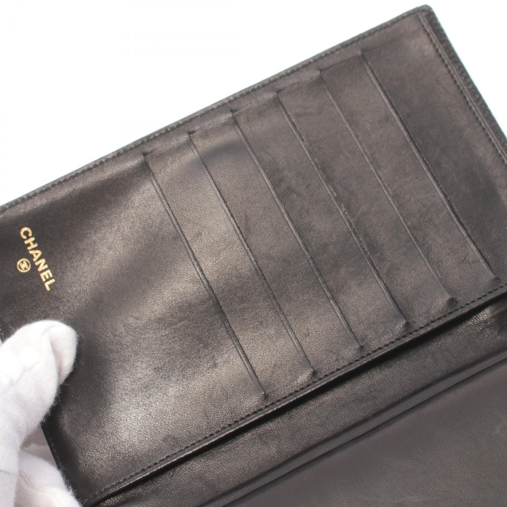 Chanel Lambskin Coco Mark Long Wallet Black