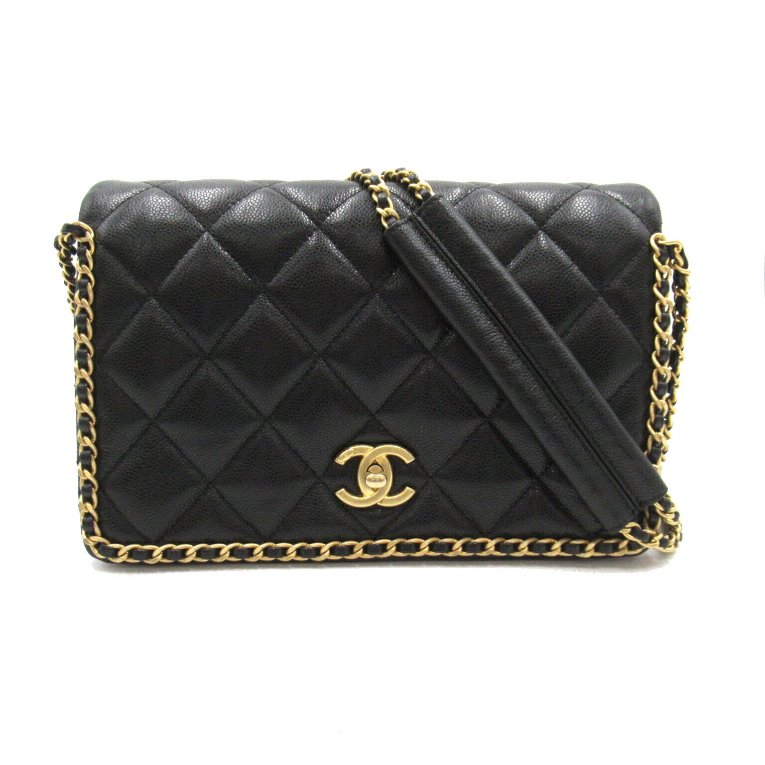 Chanel Caviar Skin Matelasse Shoulder Bag Black