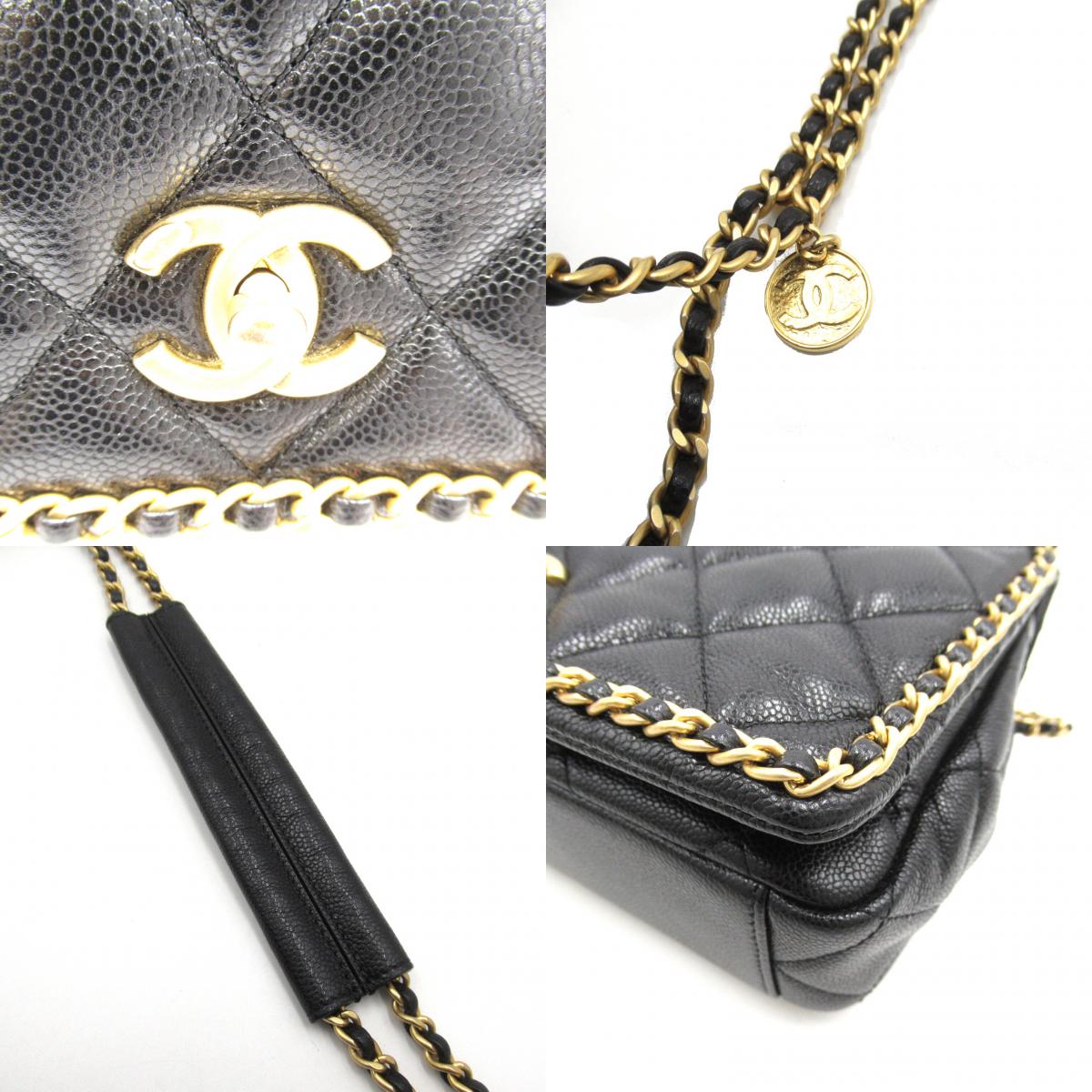 Chanel Caviar Skin Matelasse Shoulder Bag Black