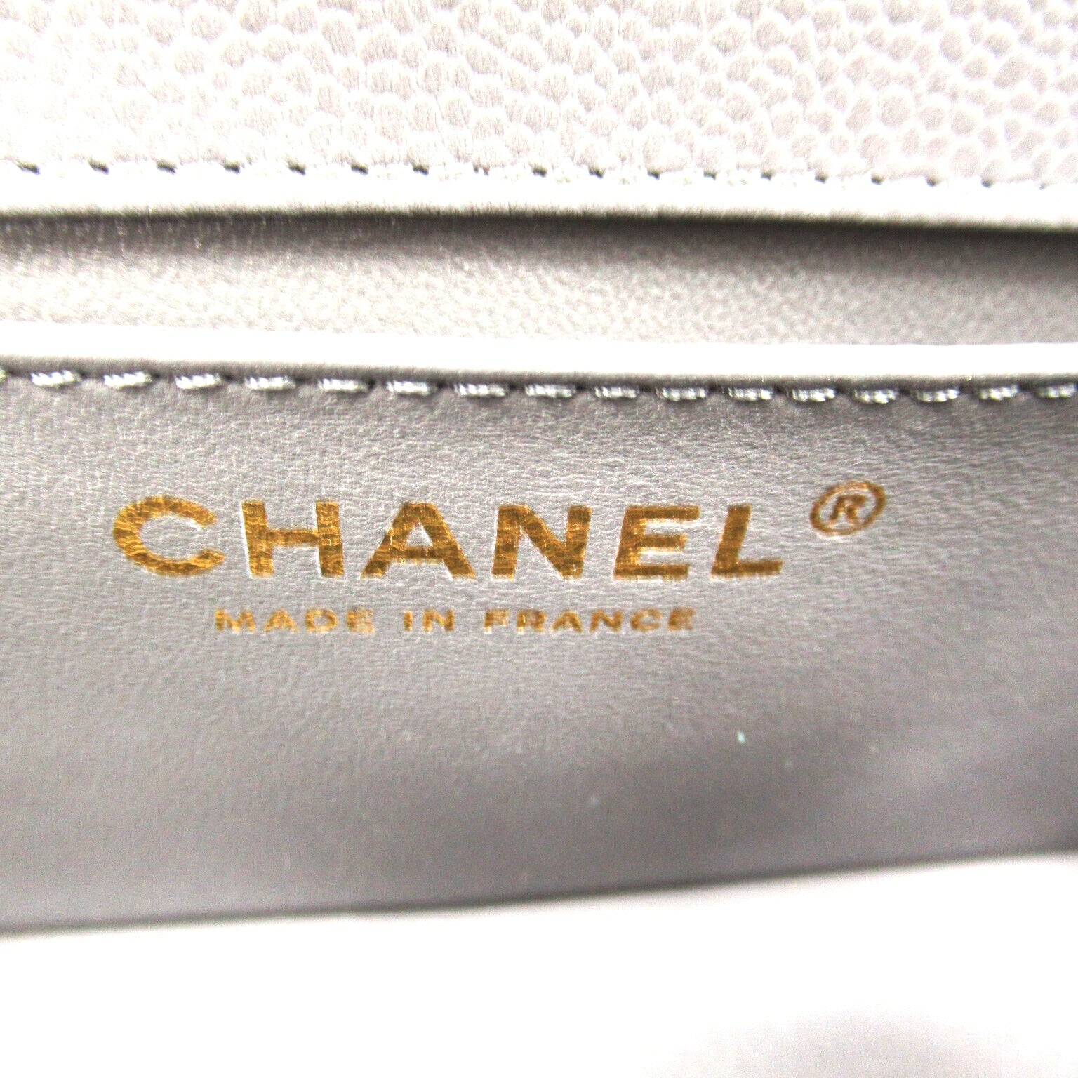 Chanel Boy Caviar Chain Shoulder Bag Gray