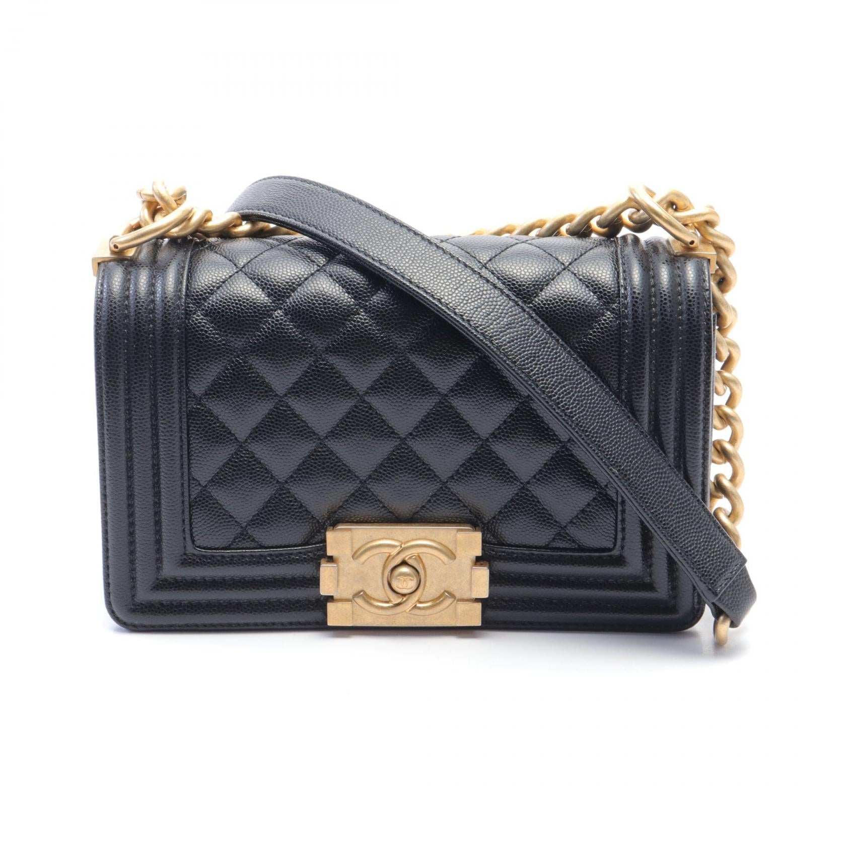 Chanel Boy Caviar Shoulder Bag Black A67085