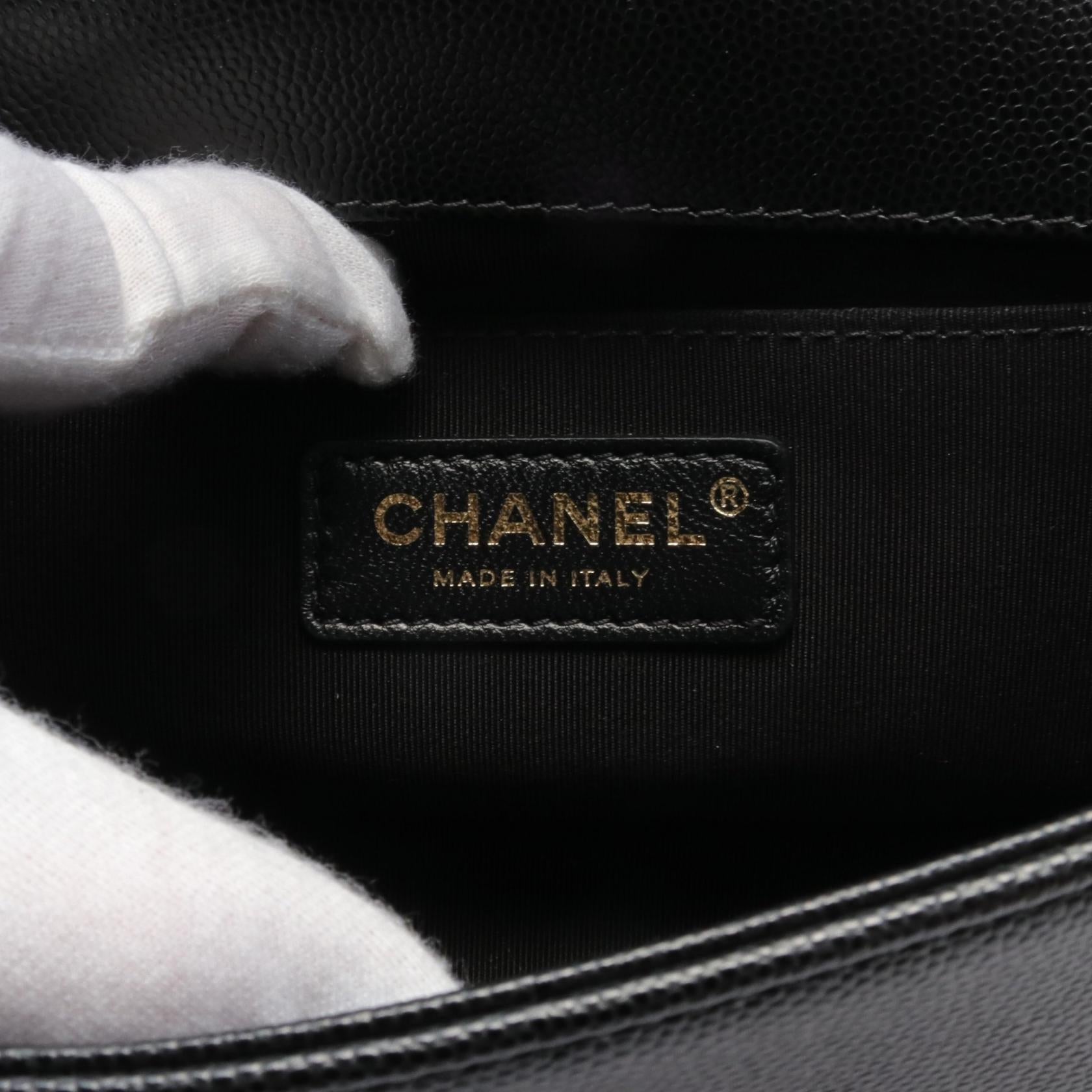 Chanel Boy Caviar Shoulder Bag Black A67085