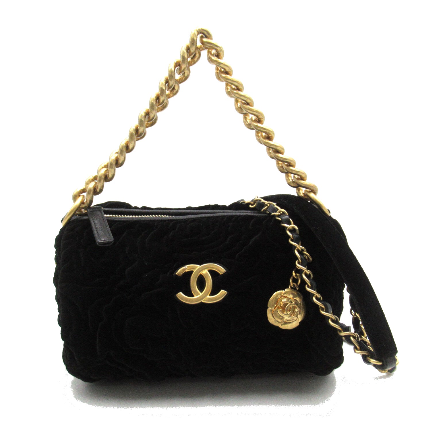 Chanel Camellia 2Way Chain Shoulder Bag Canvas Shoulder Bag XG0P6E90 in Excellent Condition