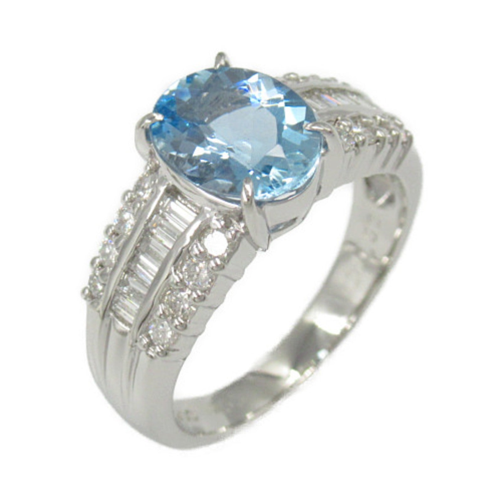 Aquamarine Diamond Ring Pt900 Platinum