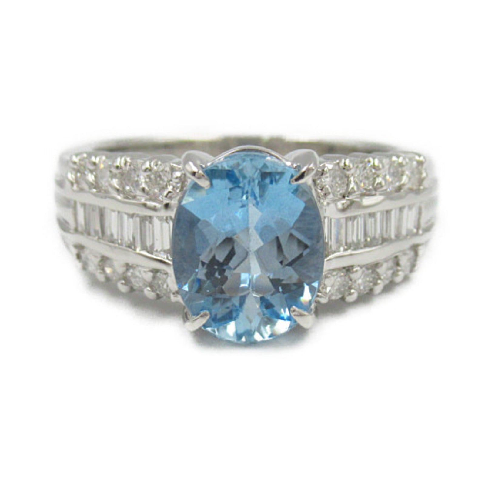 Aquamarine Diamond Ring Pt900 Platinum