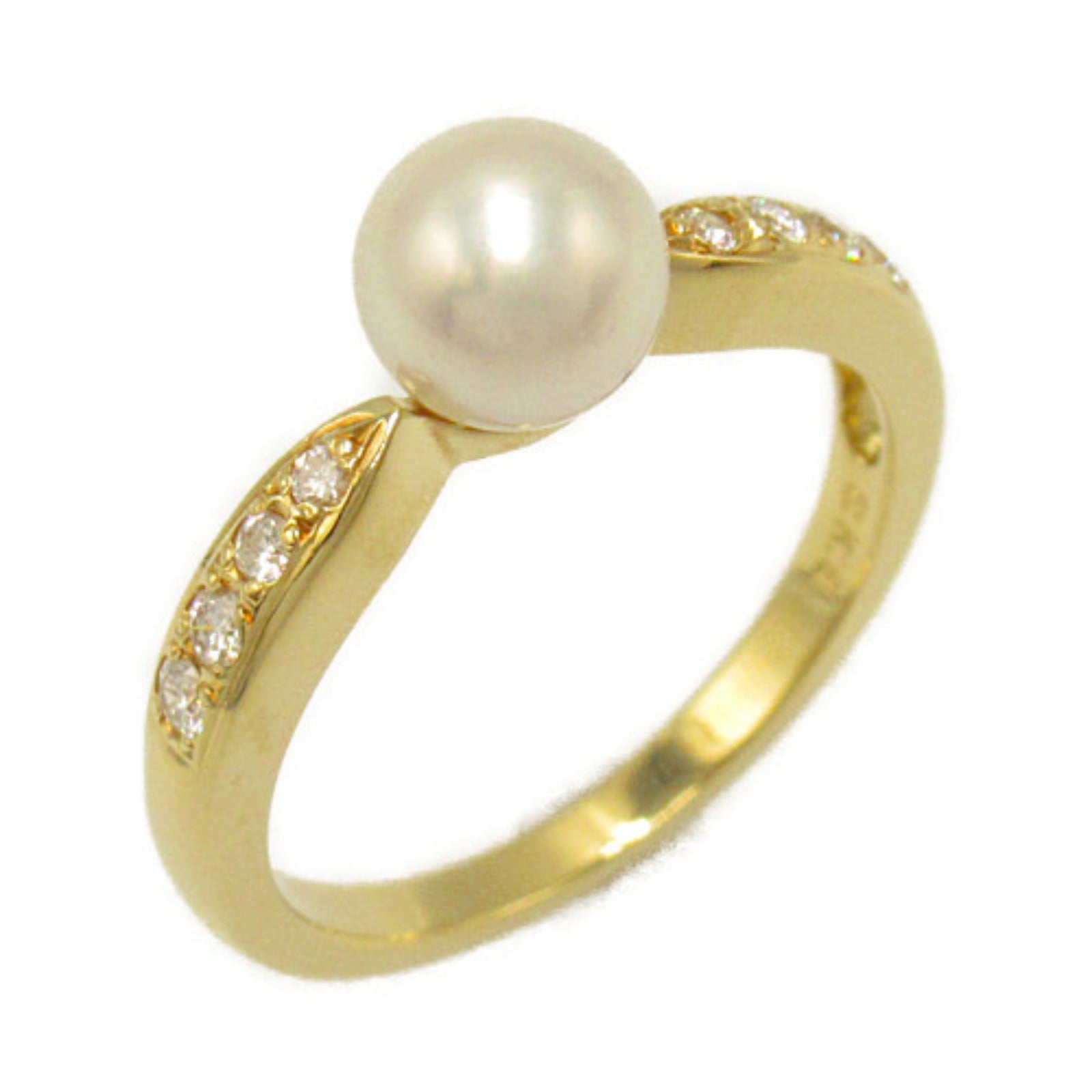 MIKIMOTO Pearl Diamond Ring K18 Gold