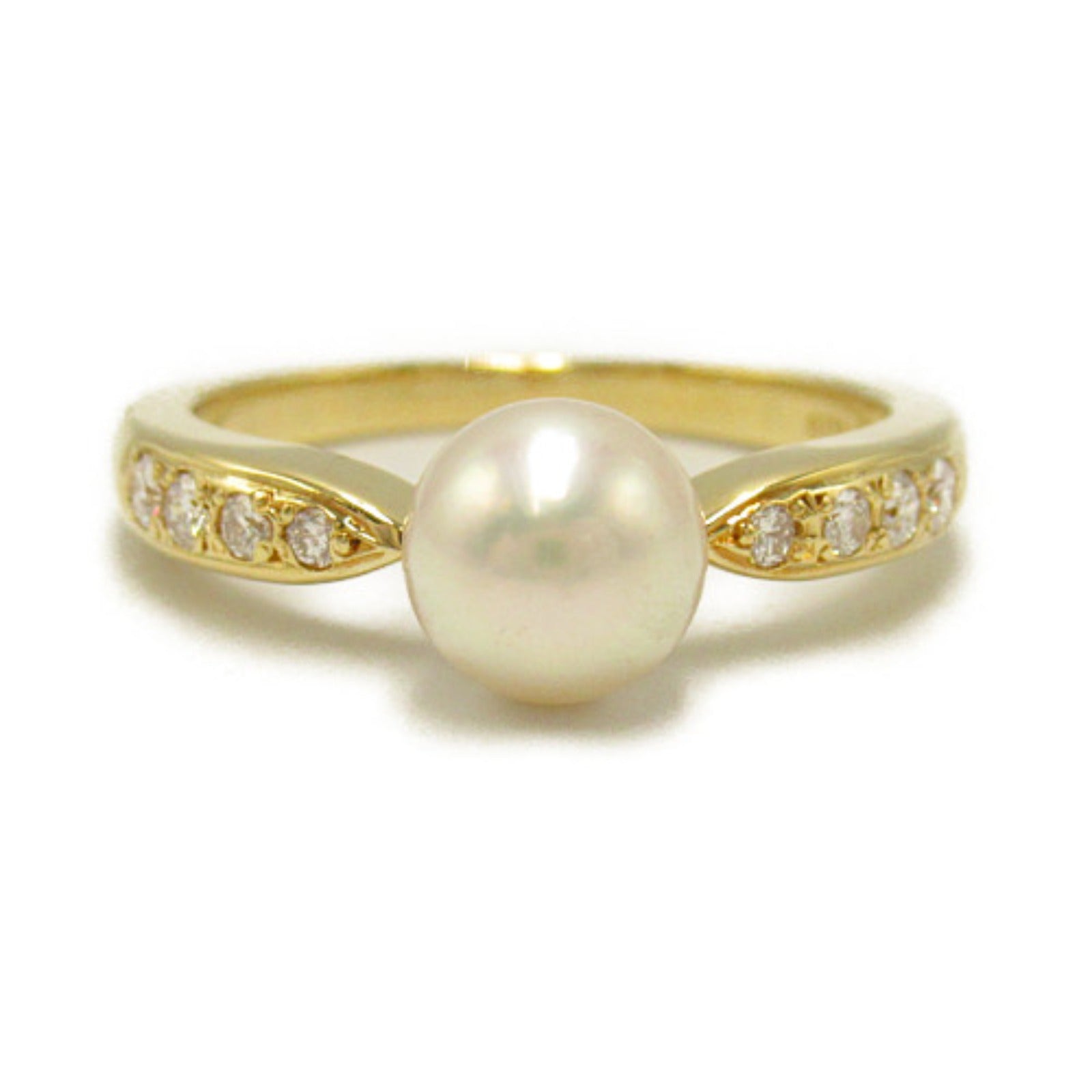 MIKIMOTO Pearl Diamond Ring K18 Gold