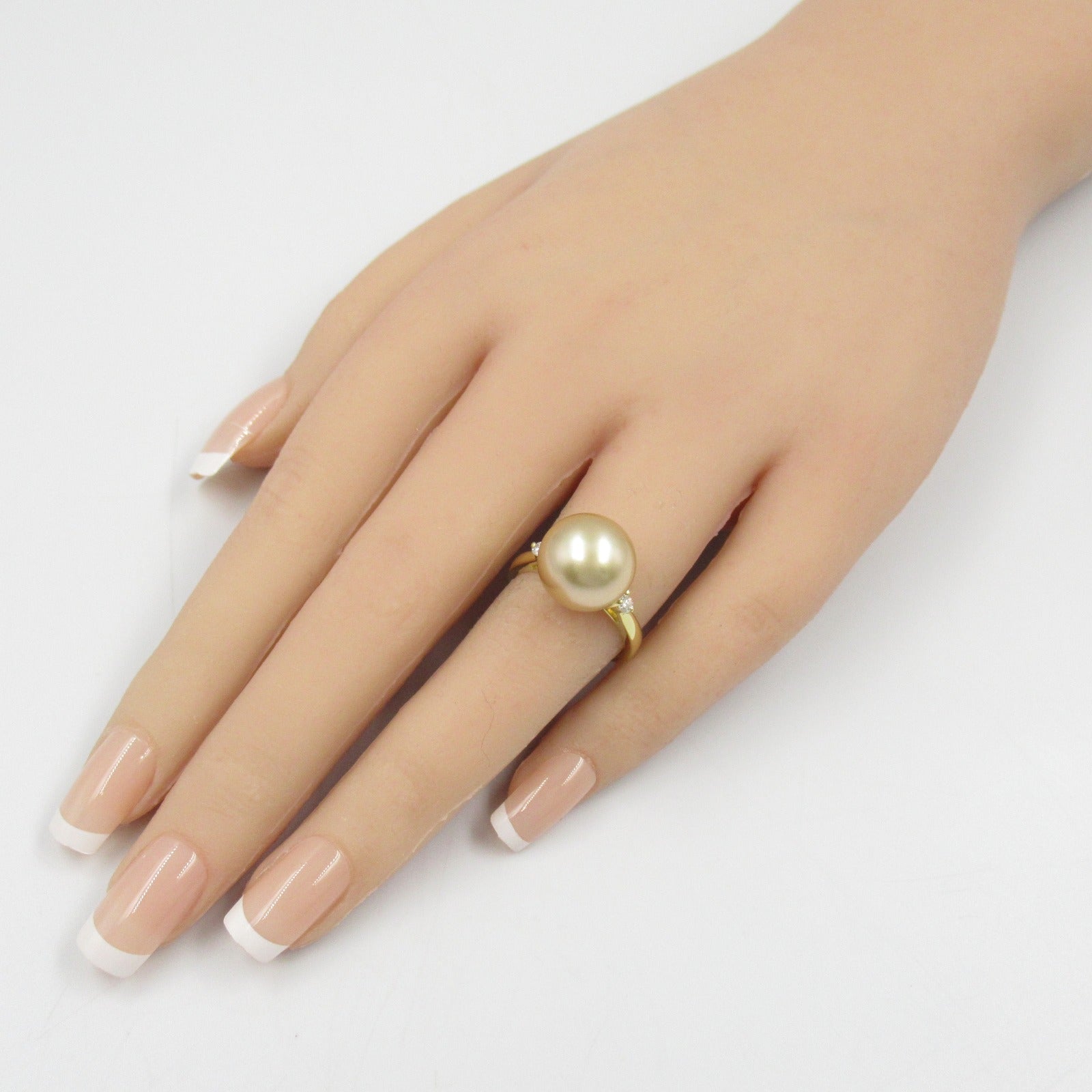 K18 Yellow Gold Pearl Diamond Ring