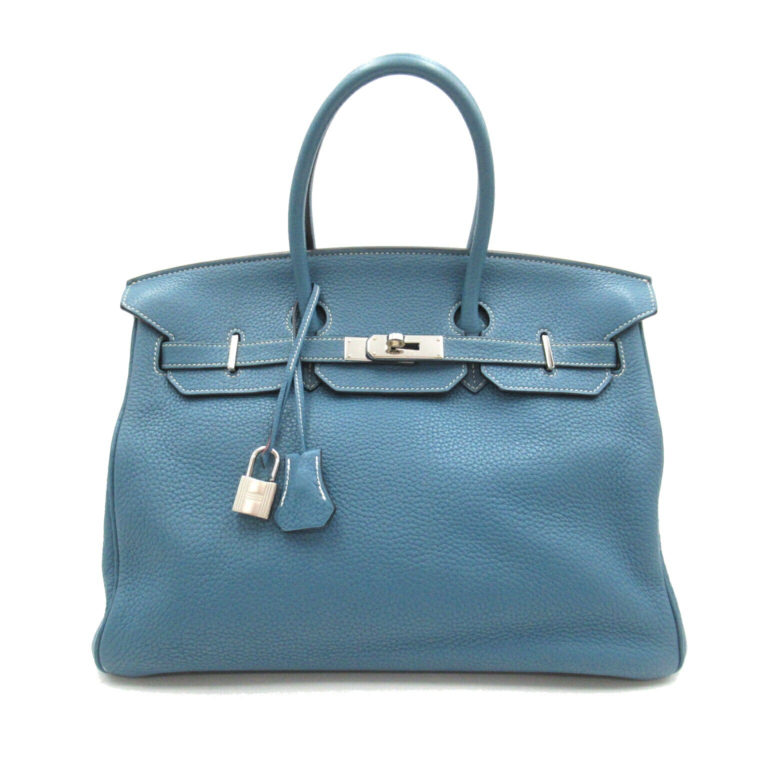 Hermes Birkin 35 Handbag Blue Leather