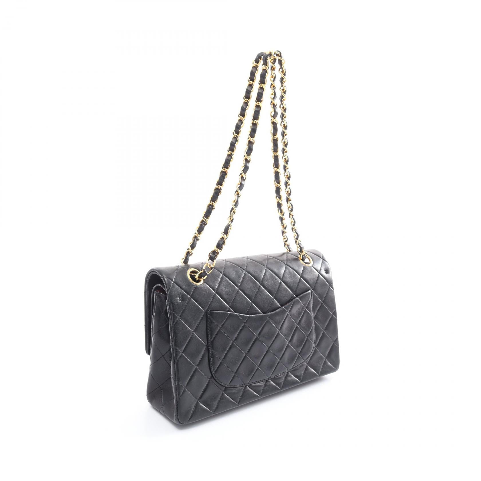 Chanel Matelasse W Flap Shoulder Bag Black