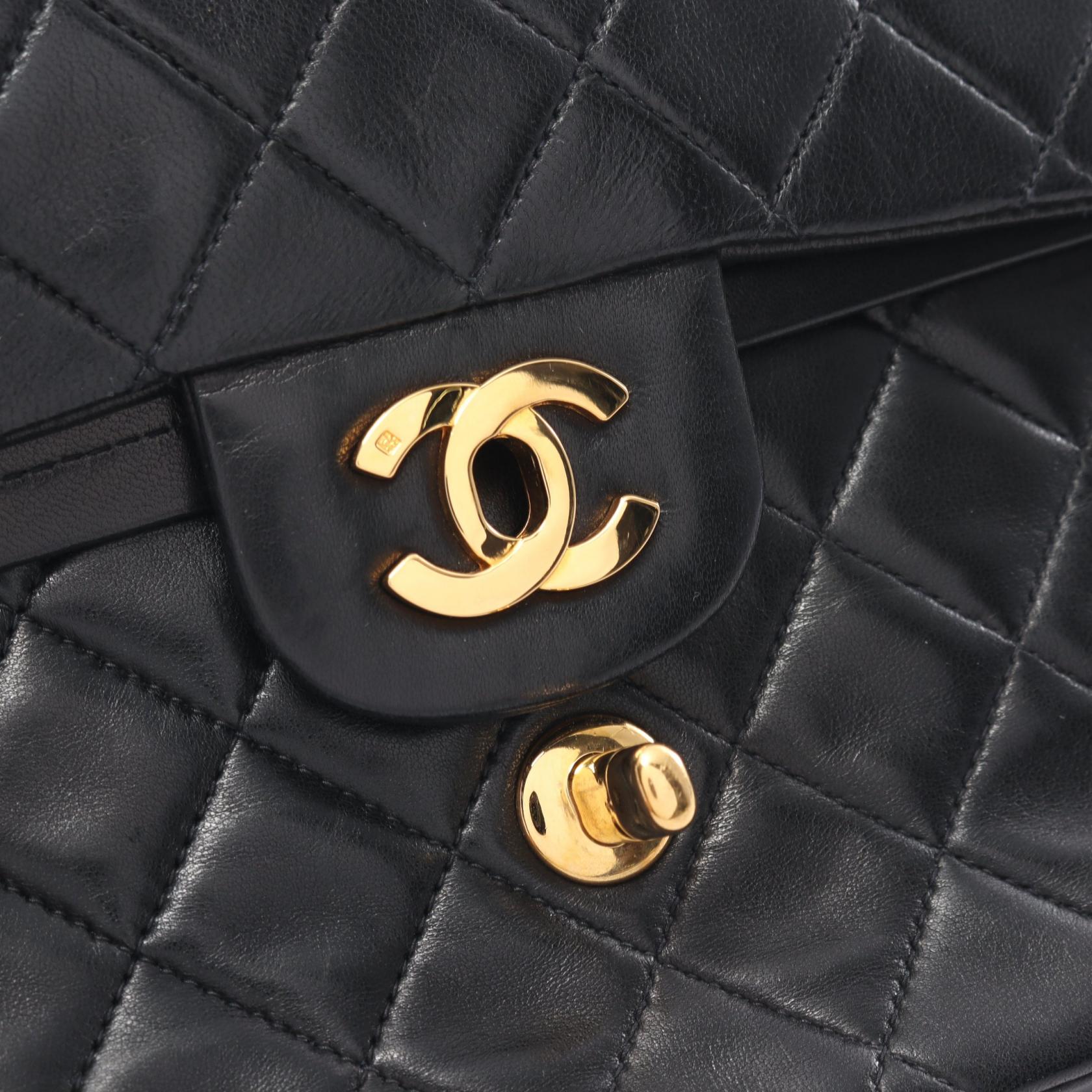 Chanel Matelasse W Flap Shoulder Bag Black