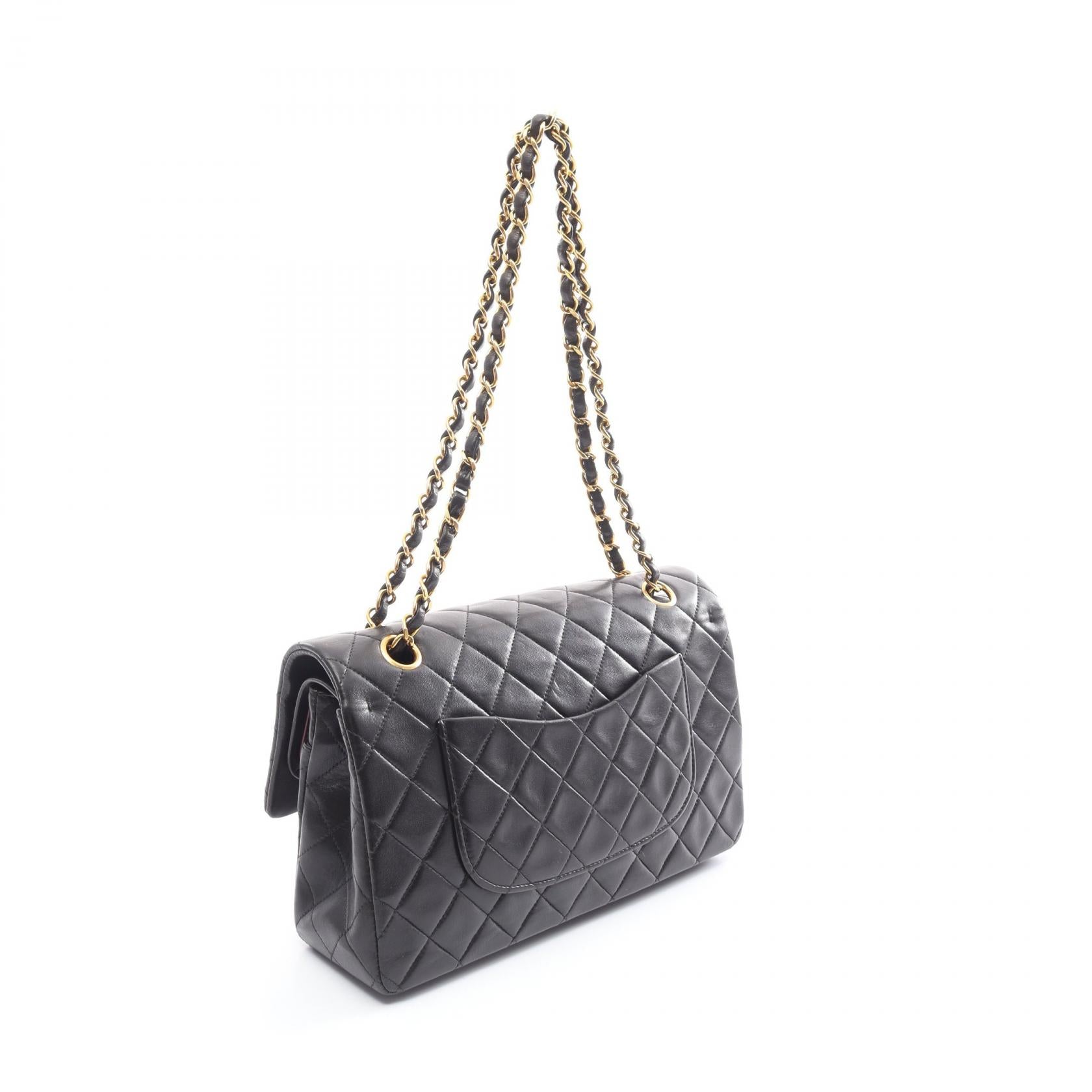 Chanel Matelasse W Flap Shoulder Bag Black