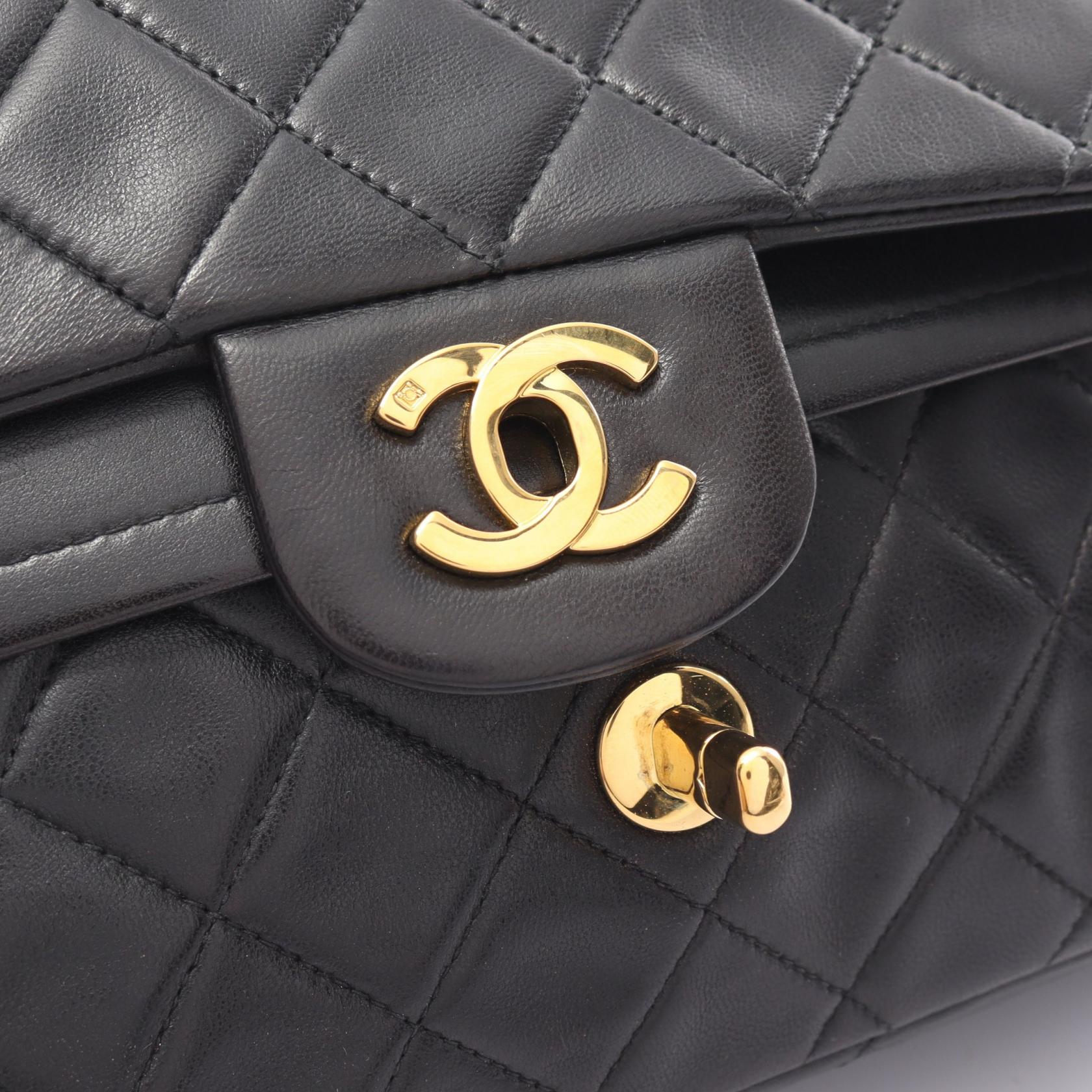 Chanel Matelasse W Flap Shoulder Bag Black