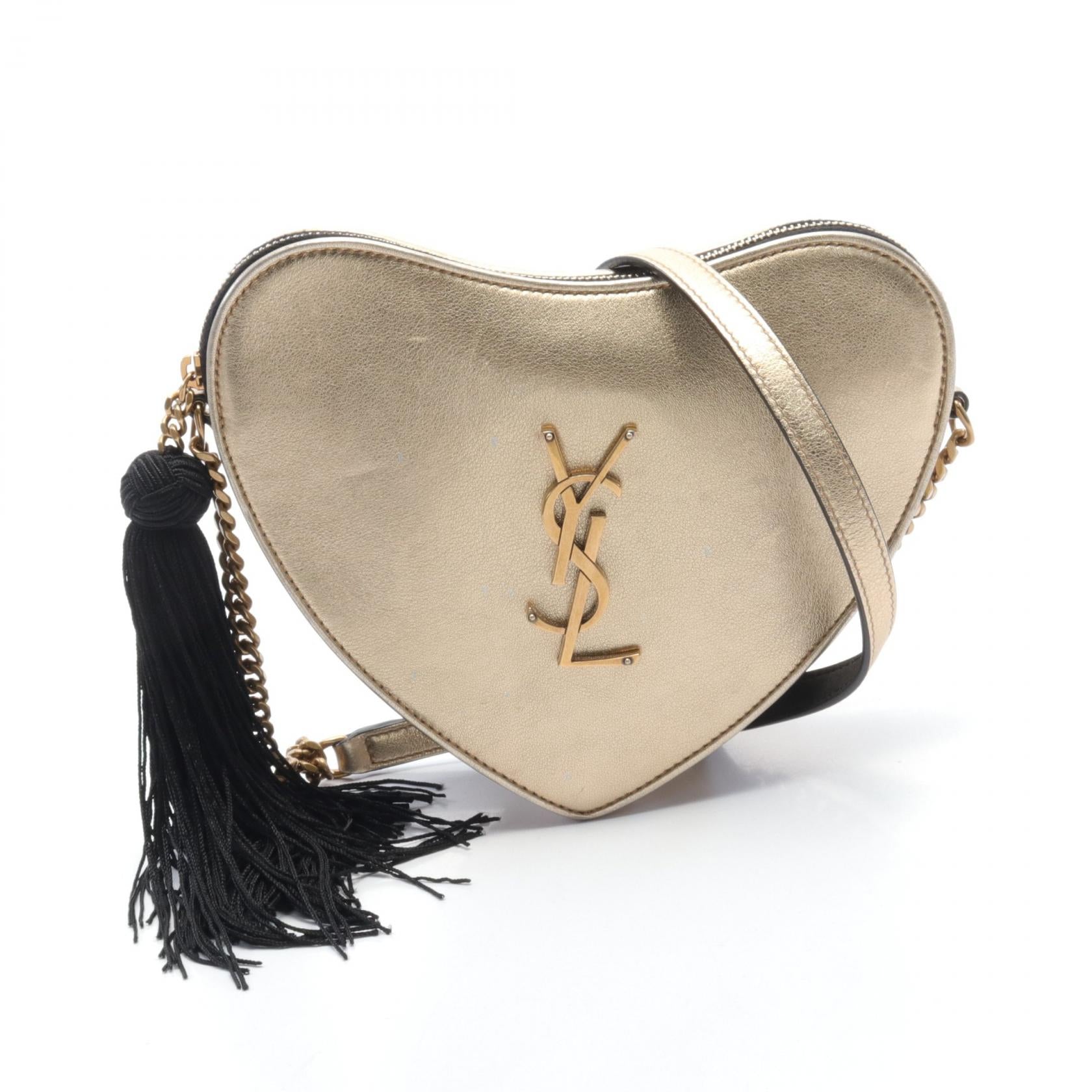 Yves Saint Laurent Monogram Heart Leather Shoulder Bag