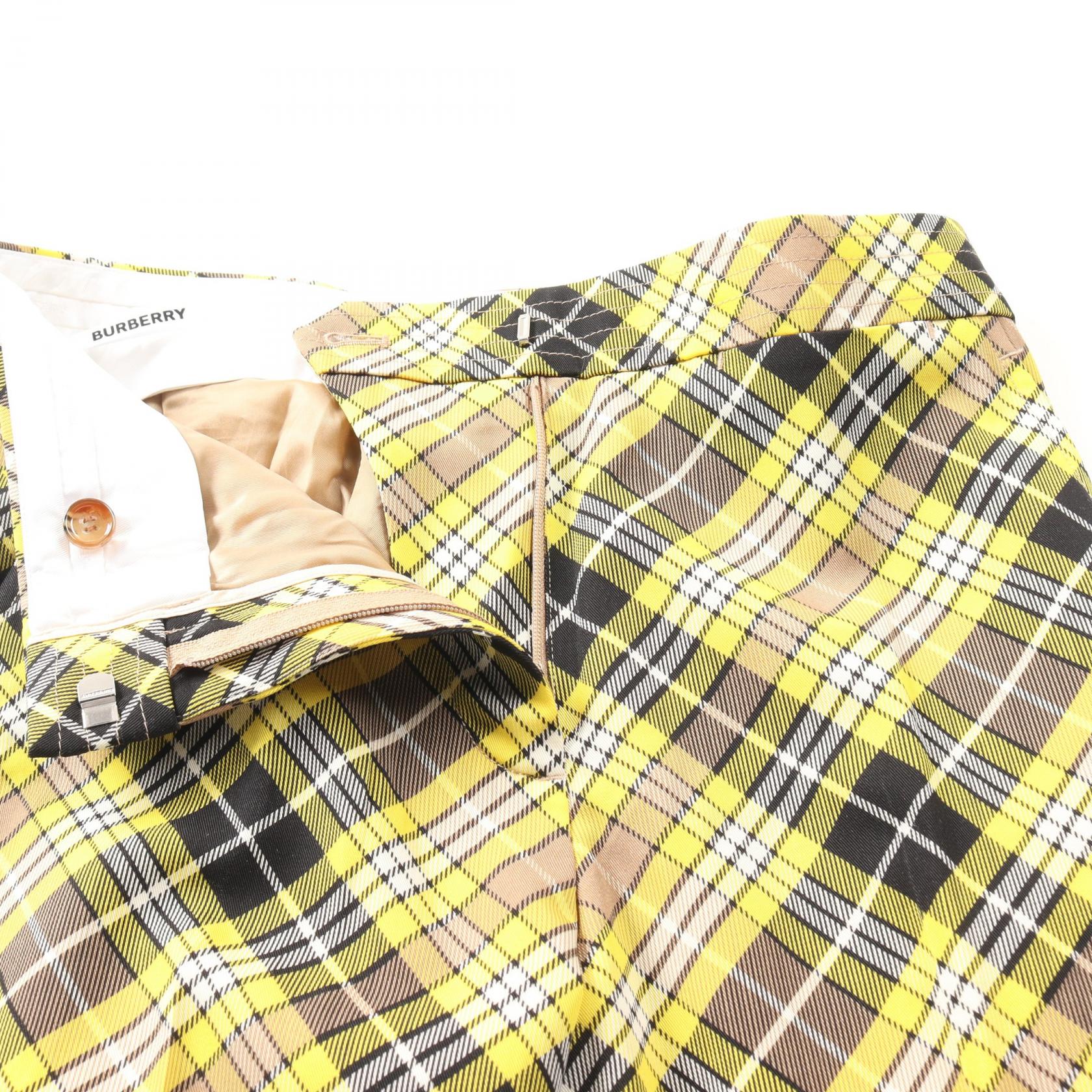 Burberry Wool Pants Yellow Multicolor