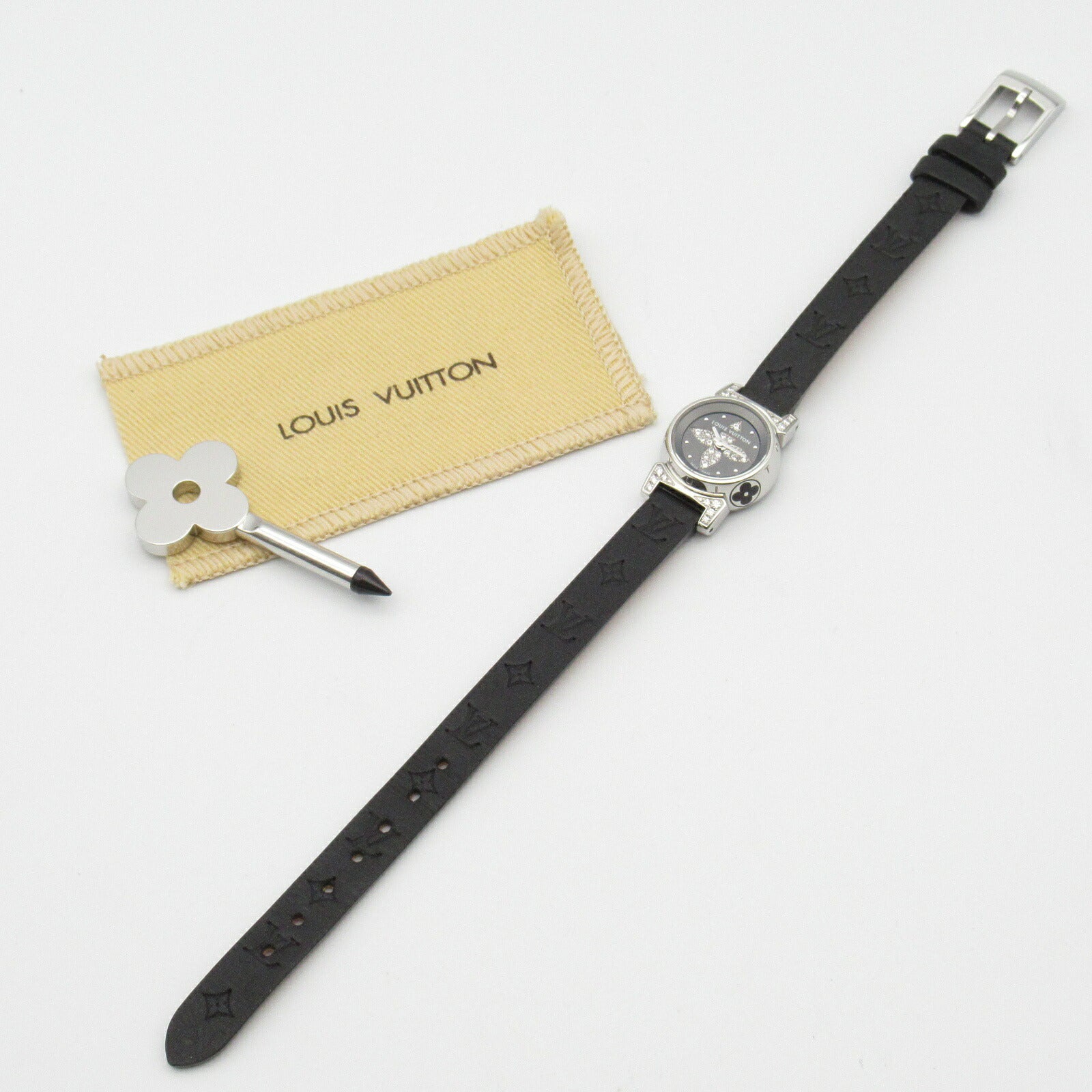 Louis Vuitton Tambour Bijou Watch Stainless Steel Leather