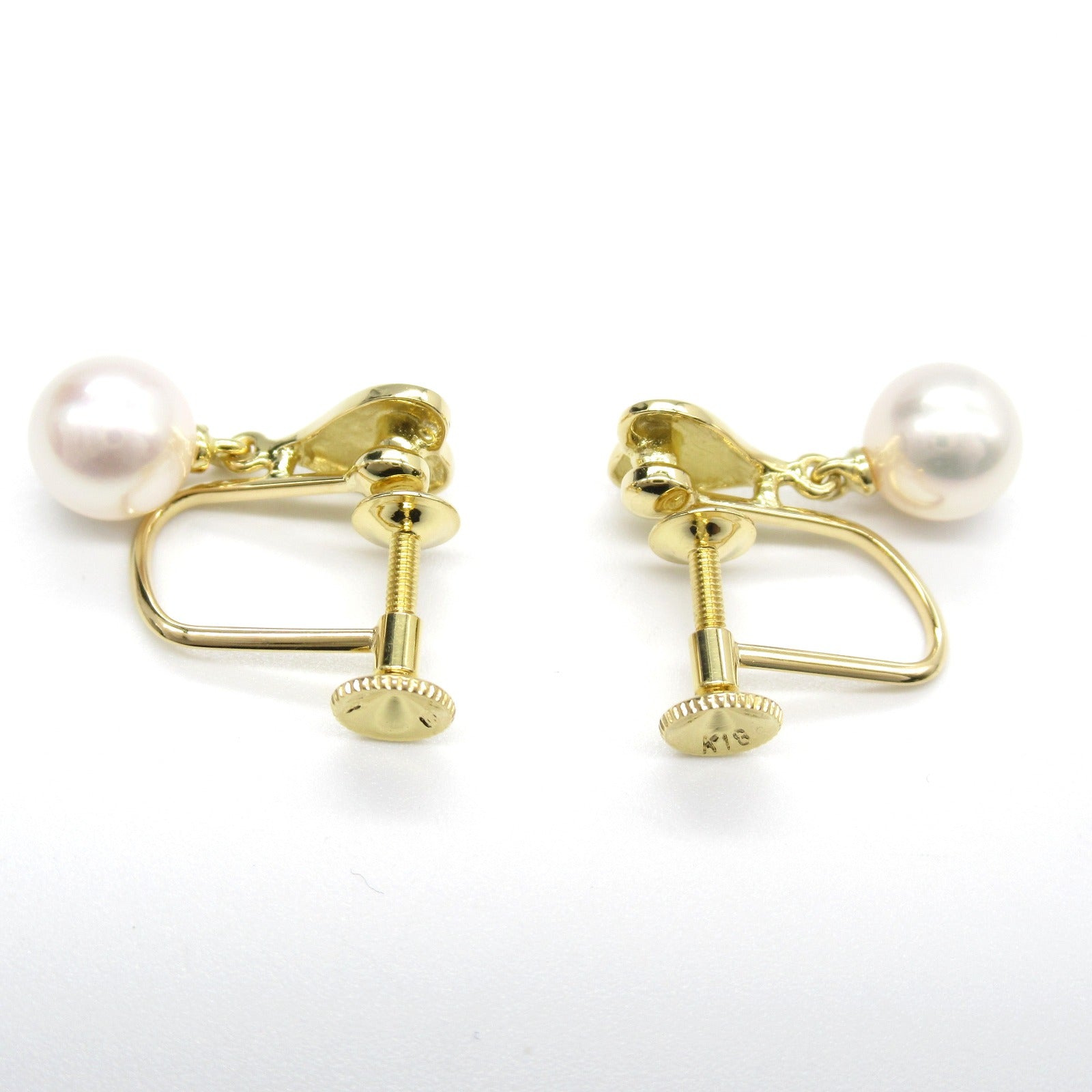 Mikimoto Pearl K18 Yellow Gold Earrings