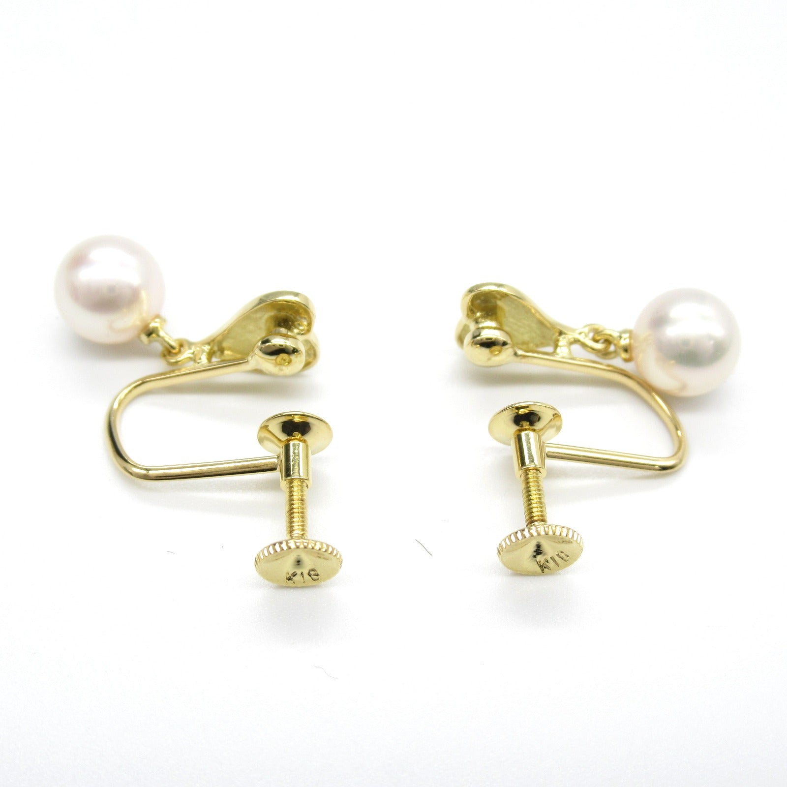 Mikimoto Pearl K18 Yellow Gold Earrings