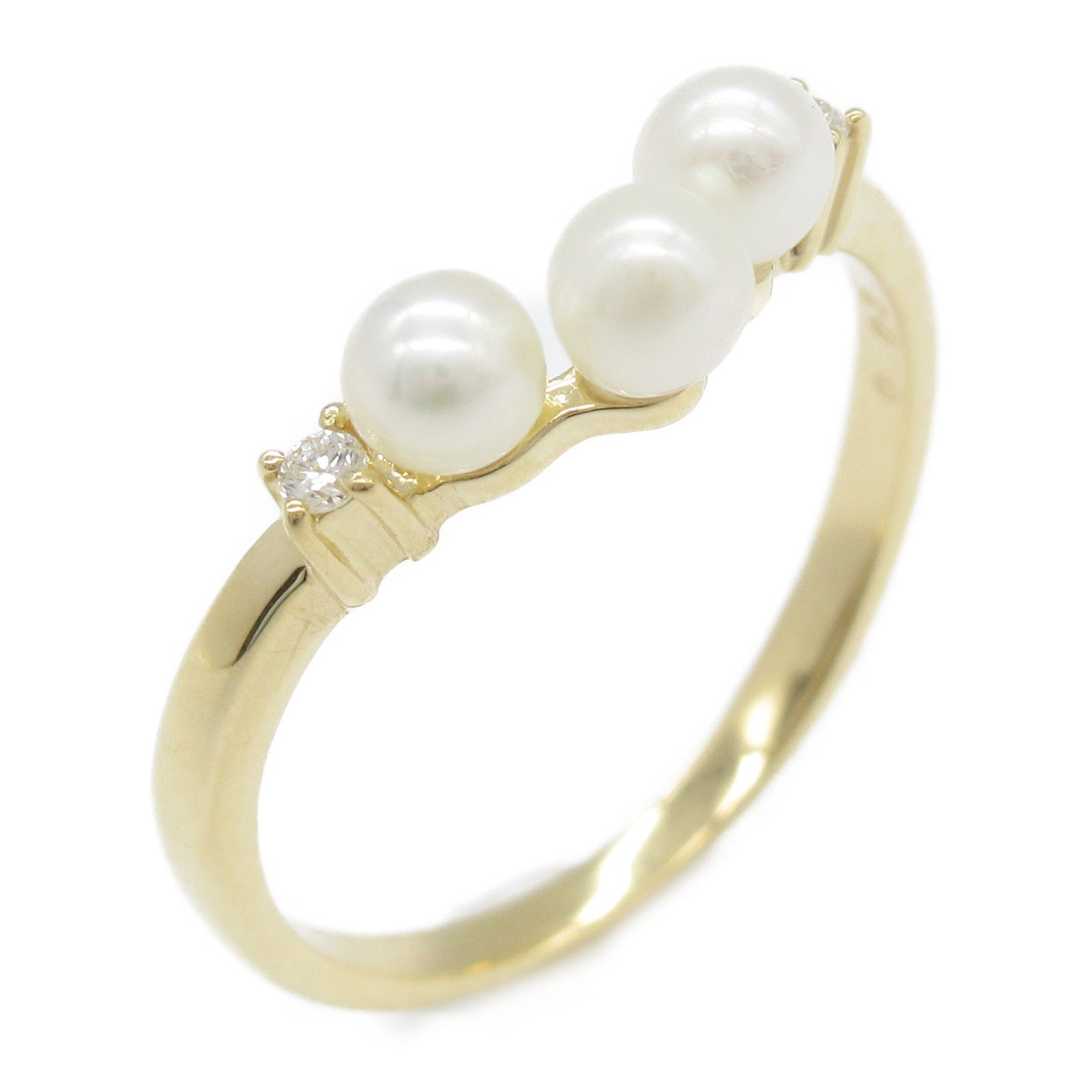 Tasaki K18 Gold Baby Pearl Diamond Ring