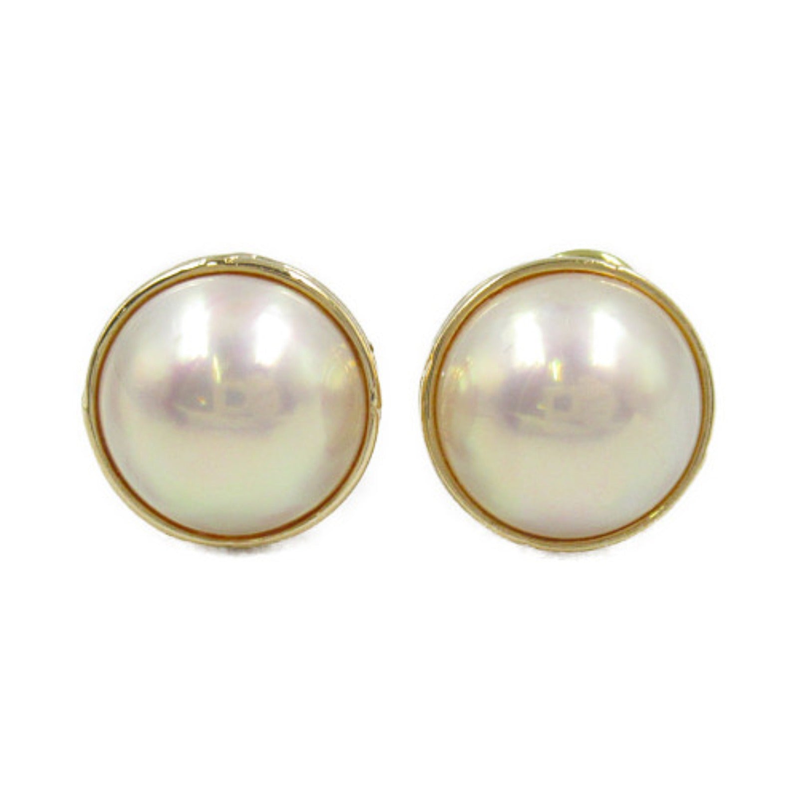 Tasaki Mabe Pearl Earrings K18 Yellow Gold