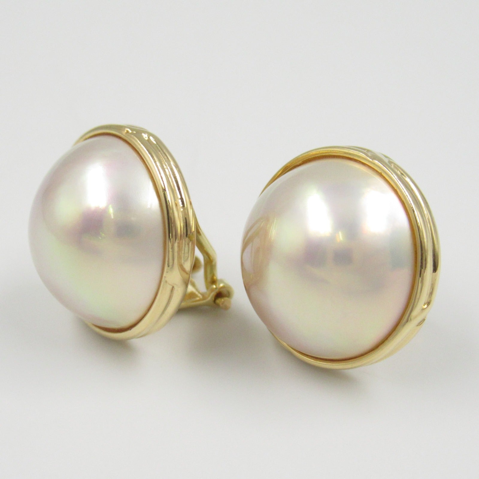 Tasaki Mabe Pearl Earrings K18 Yellow Gold