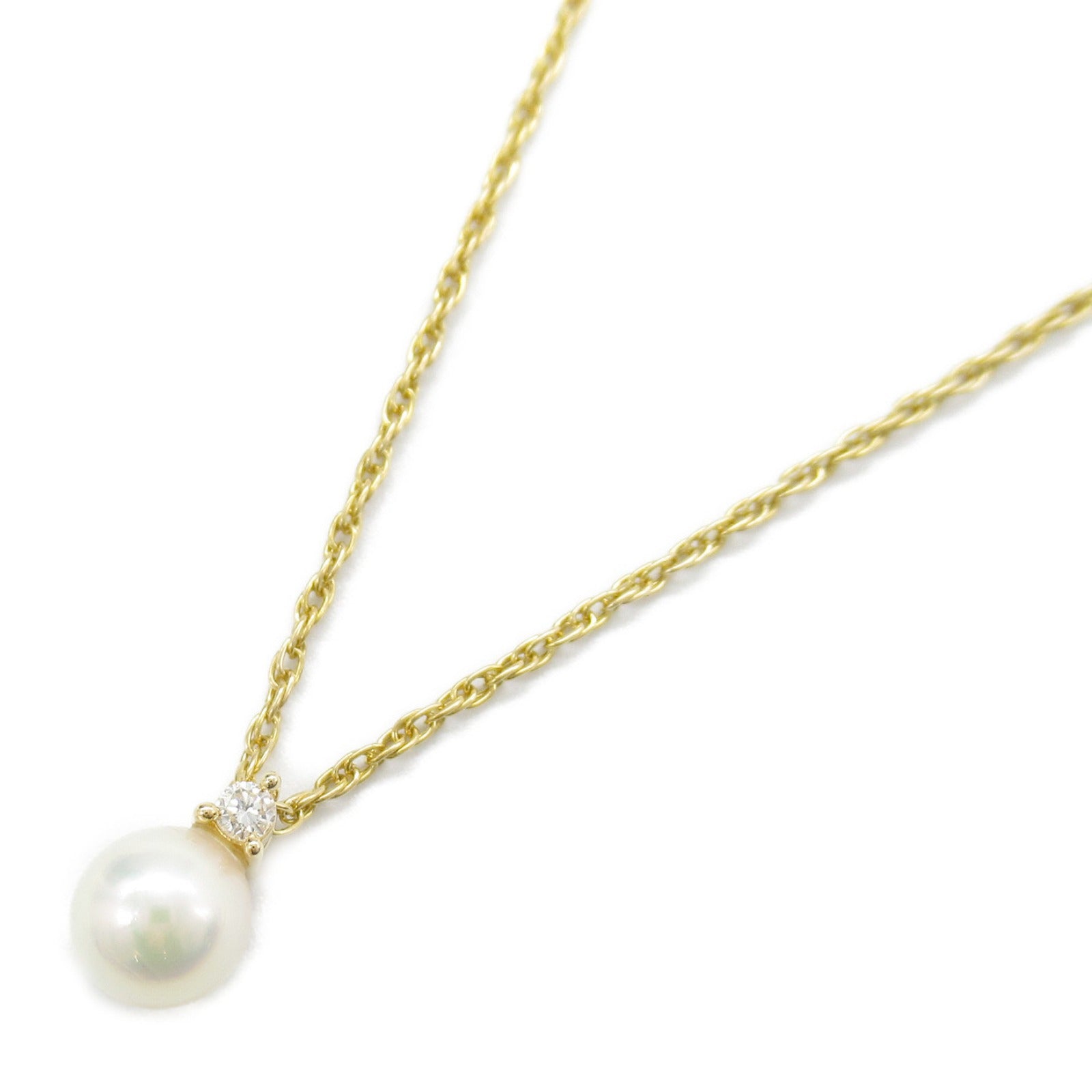 Tasaki Akoya Pearl Diamond Necklace K18 YG