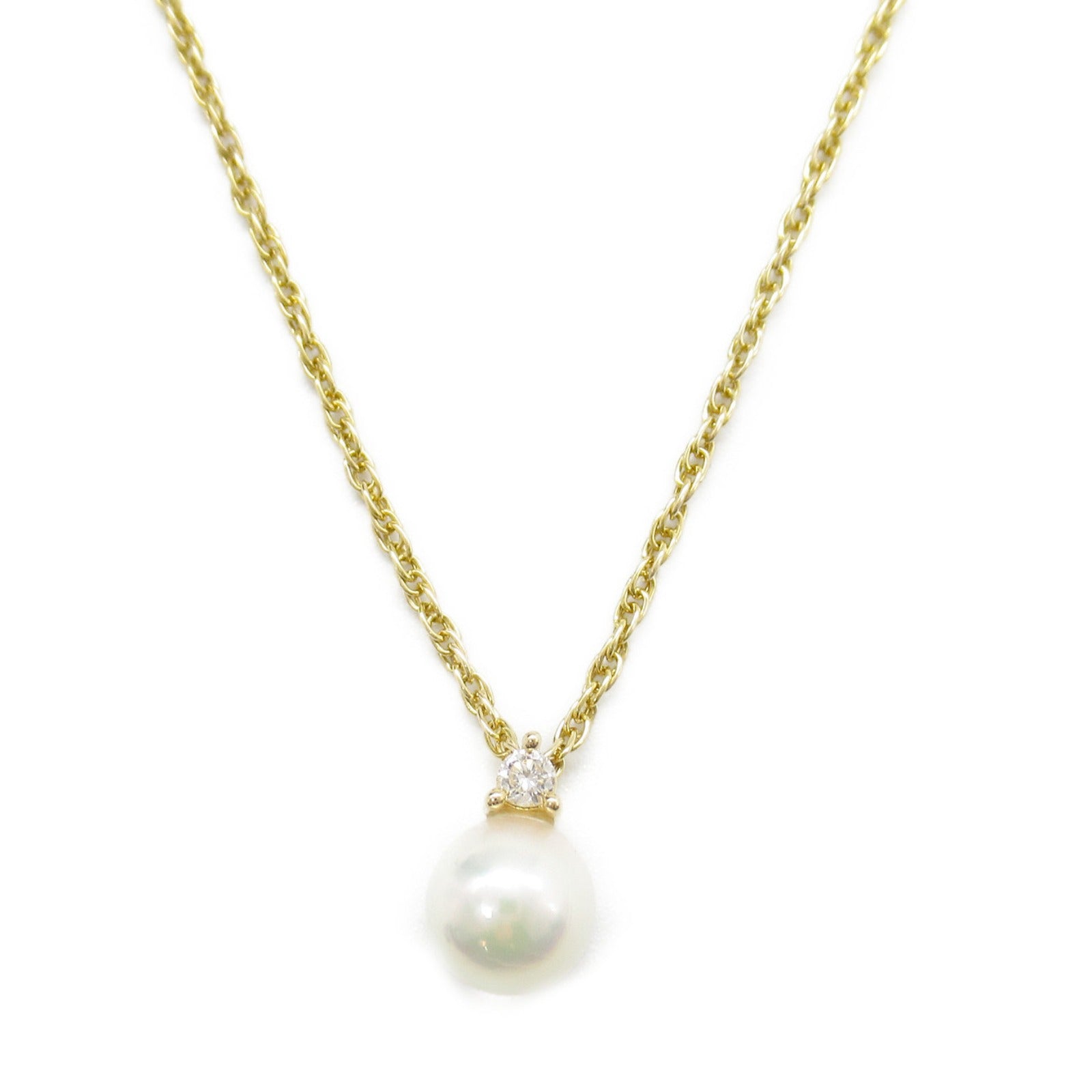 Tasaki Akoya Pearl Diamond Necklace K18 YG