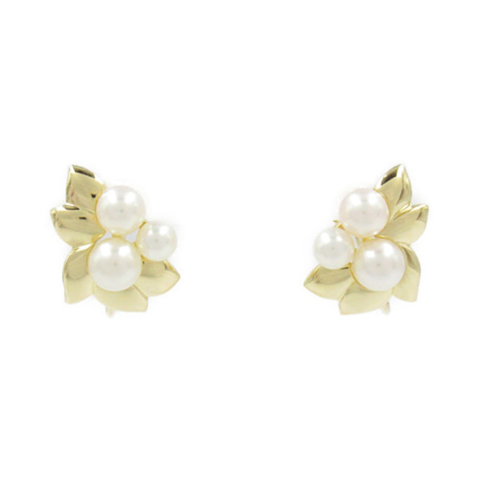 MIKIMOTO Pearl Earrings K18 Yellow Gold