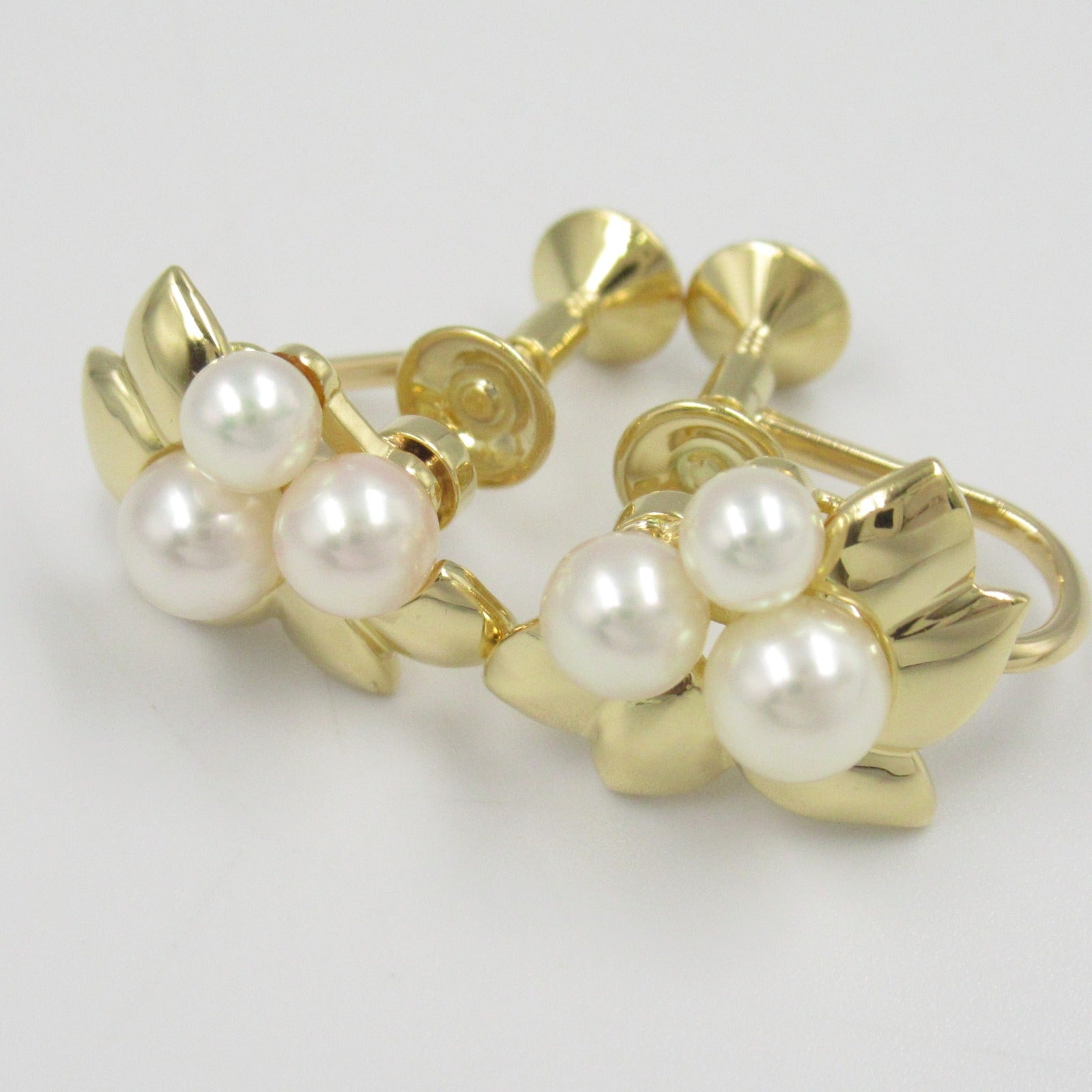 MIKIMOTO Pearl Earrings K18 Yellow Gold