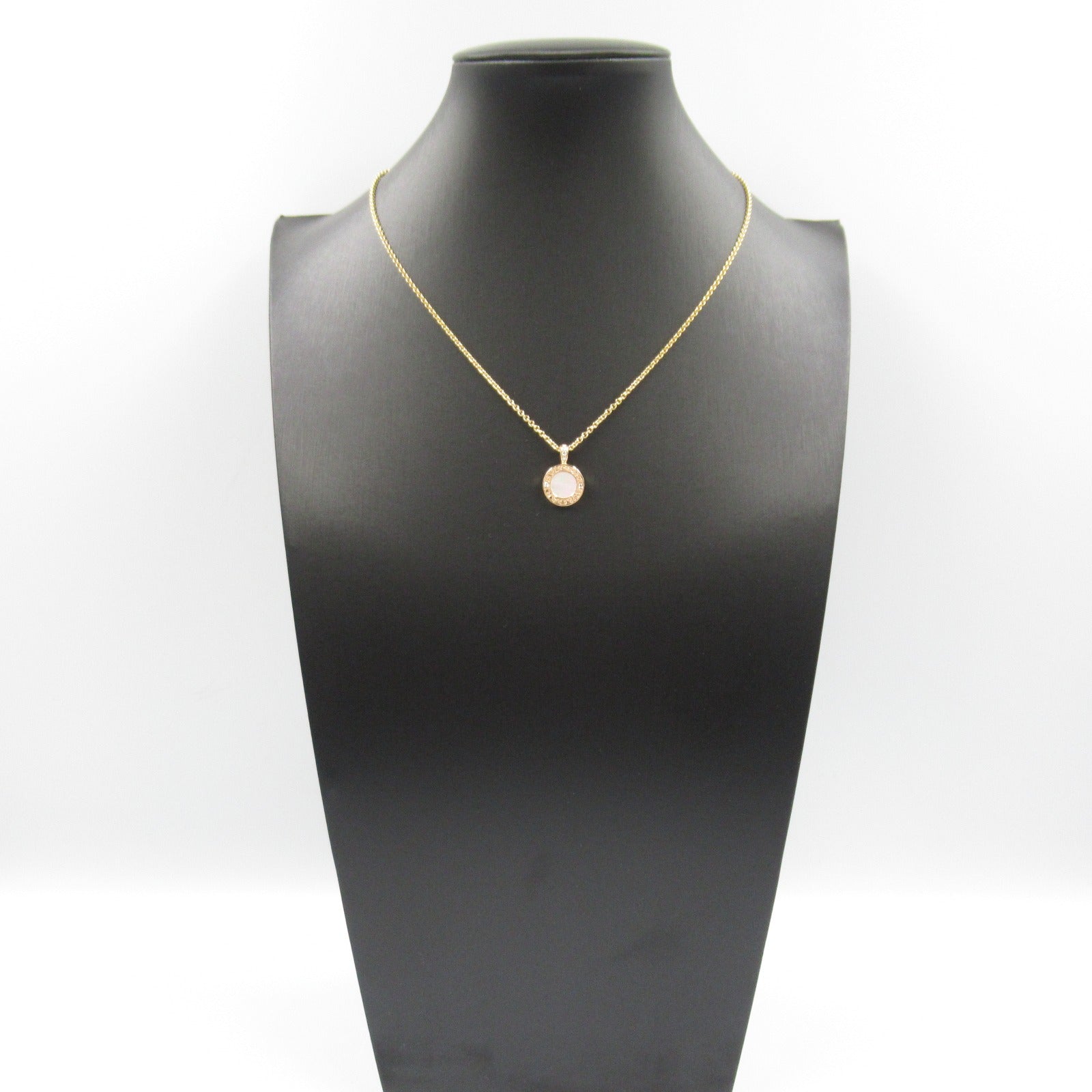 Bvlgari K18 Yellow Gold Diamond Onyx Shell Necklace