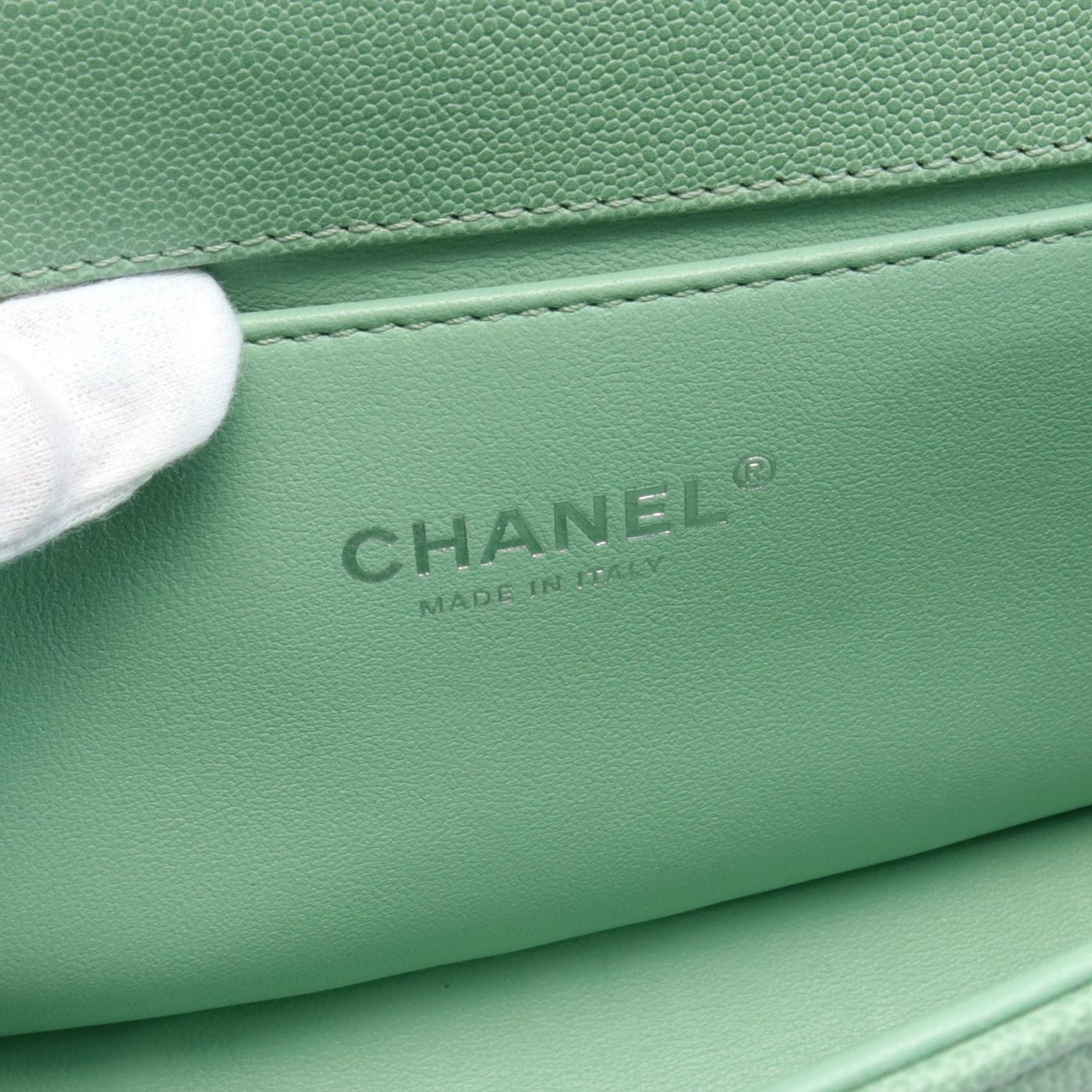 Chanel Boy Caviar Shoulder Bag Green