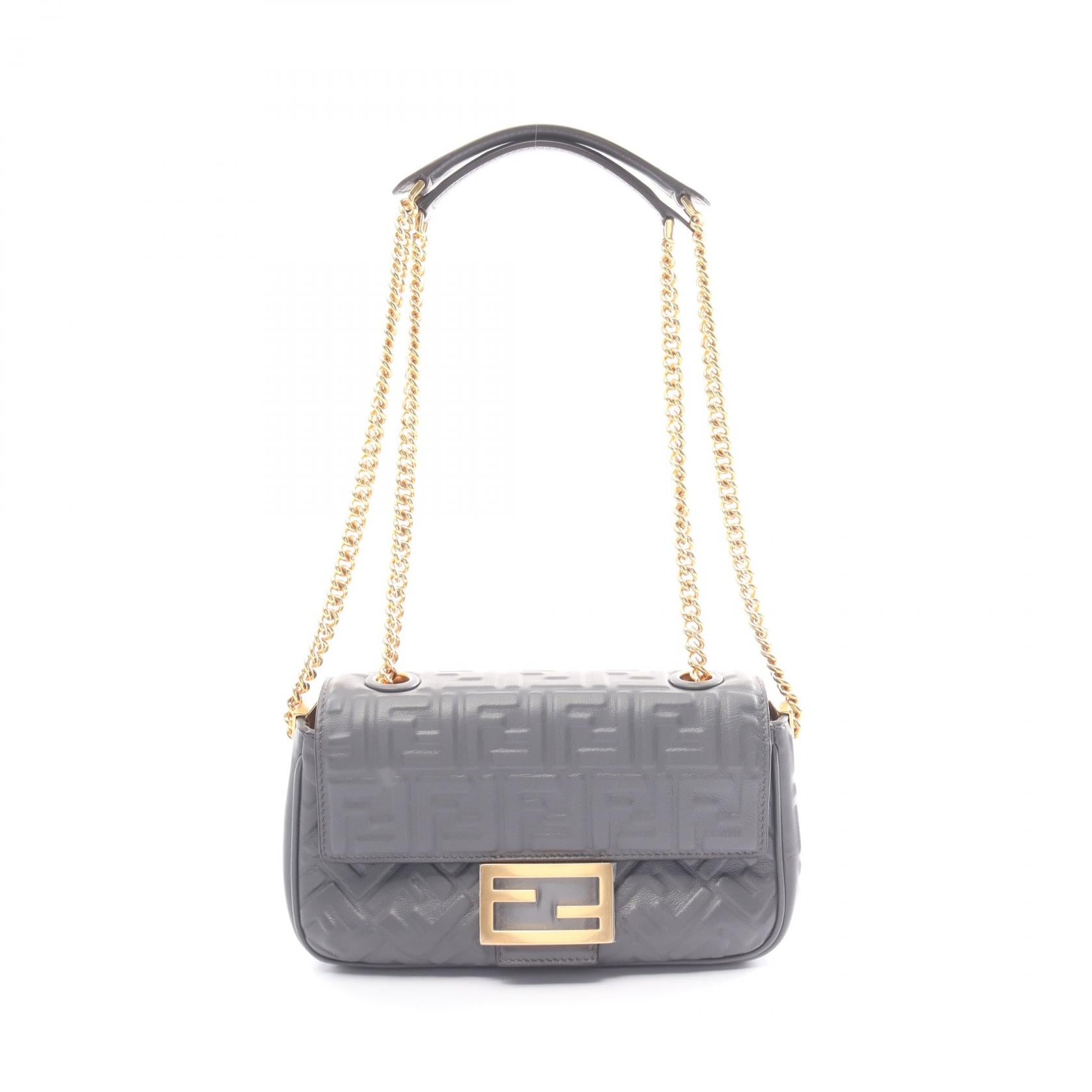 Fendi Mamma Baguette Zucca Leather Shoulder Bag