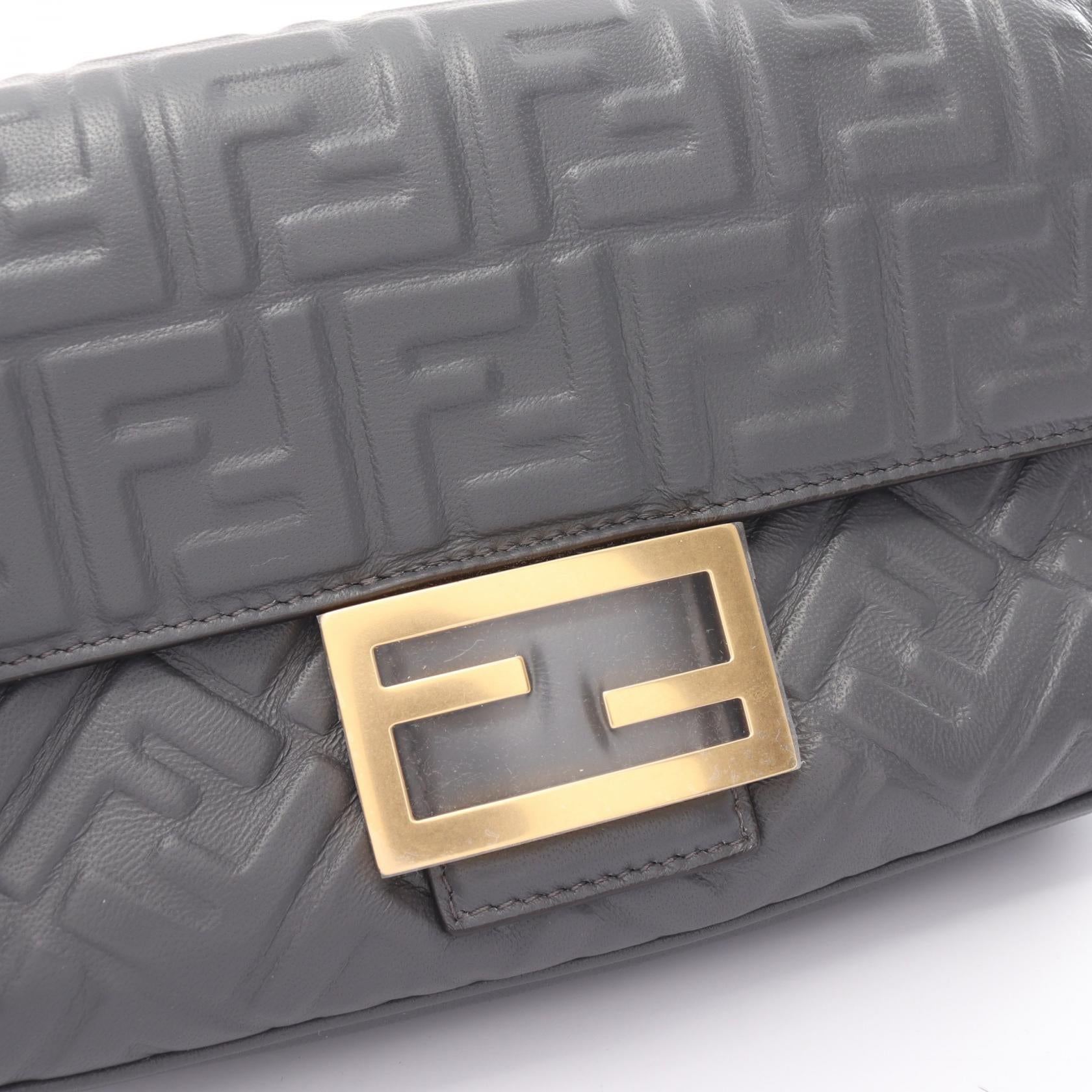 Fendi Mamma Baguette Zucca Leather Shoulder Bag